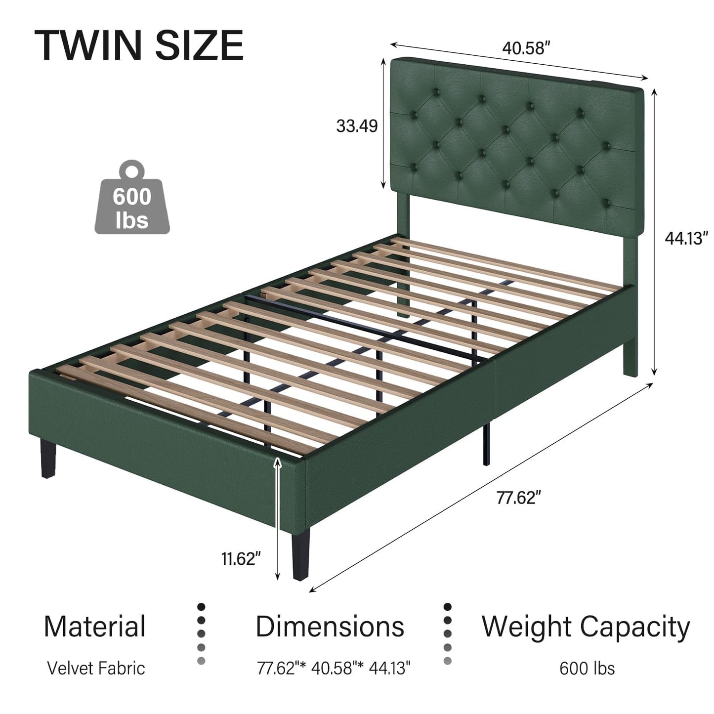 Queen Bed Frame with Headboard, Faux Leather Upholstered Platform Bed Frame, Blue Bed Frame Queen Size, Wooden Slat Support, No Box Spring Needed, Navy Blue
