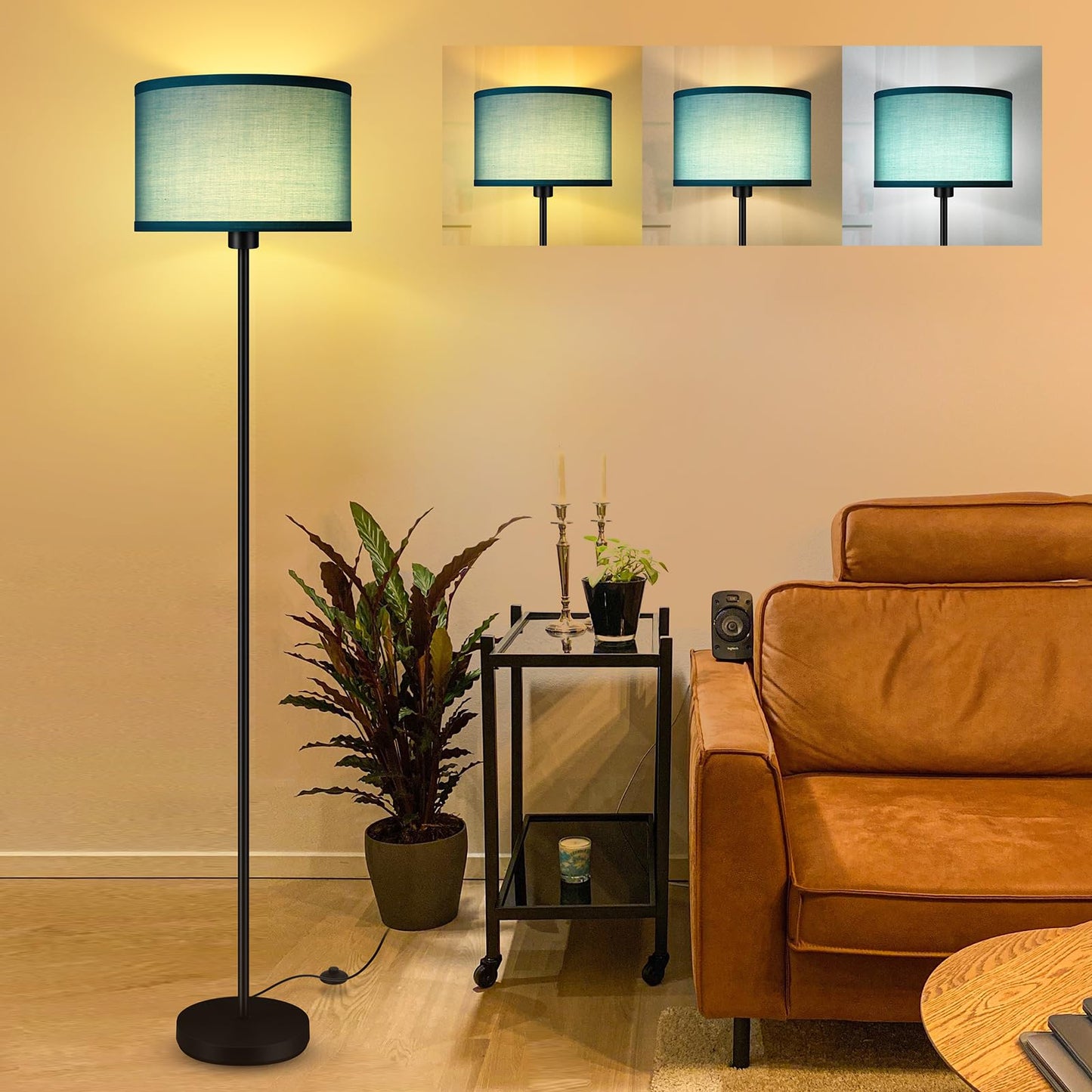 Floor Lamp Black, Standing Lamp, 58" Tall Lamps for Living Room, Simple Pole Lamp with Black Lampshade, On/Off Foot Pedal, Bright Dimming Light for Kids Room Bedroom Office Decor(Without Bulbs)