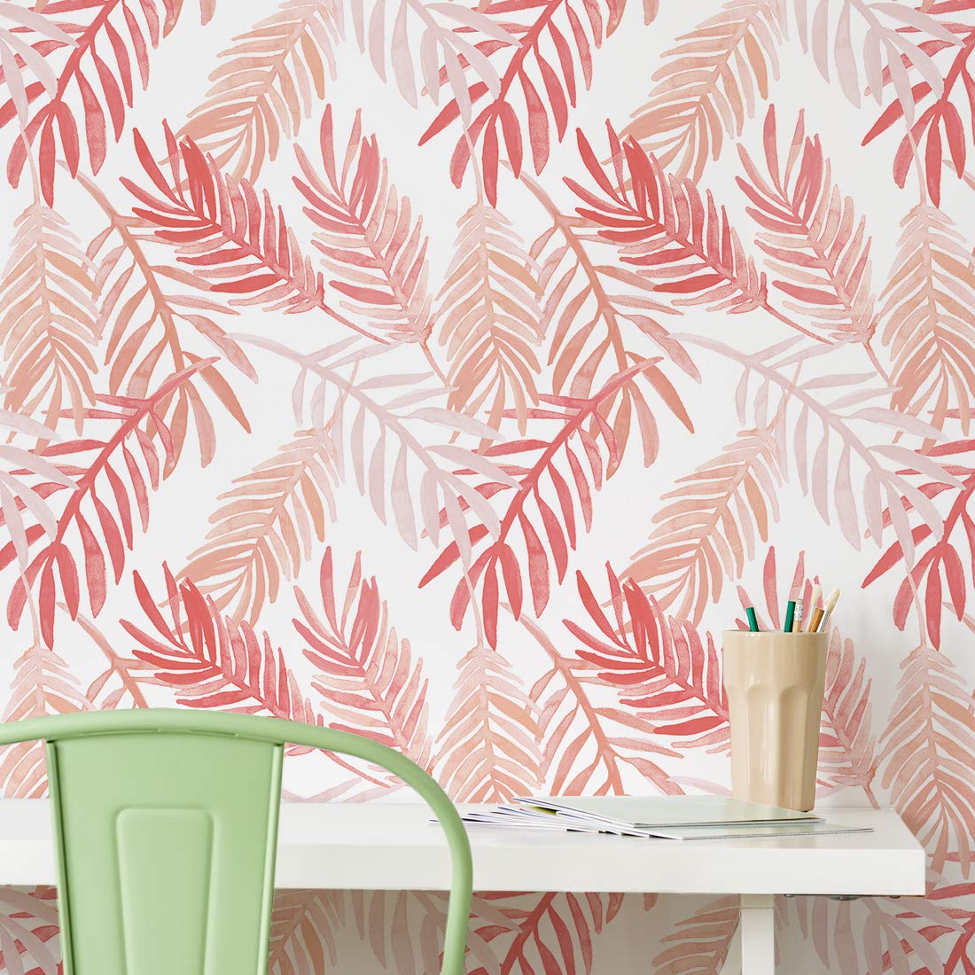 Flipside Blue Palm Leaves Peel and Stick Removable Wallpaper - Each Roll is 18 ft. Long x 18 in. Wide - Safe for Walls - Easy to Apply & Easy to Remove