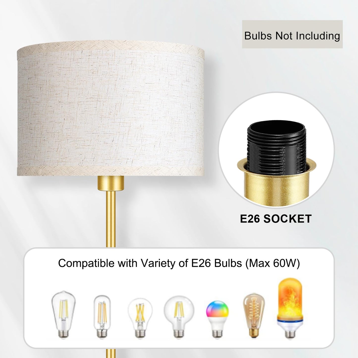 Floor Lamp Black, Standing Lamp, 58" Tall Lamps for Living Room, Simple Pole Lamp with Black Lampshade, On/Off Foot Pedal, Bright Dimming Light for Kids Room Bedroom Office Decor(Without Bulbs)