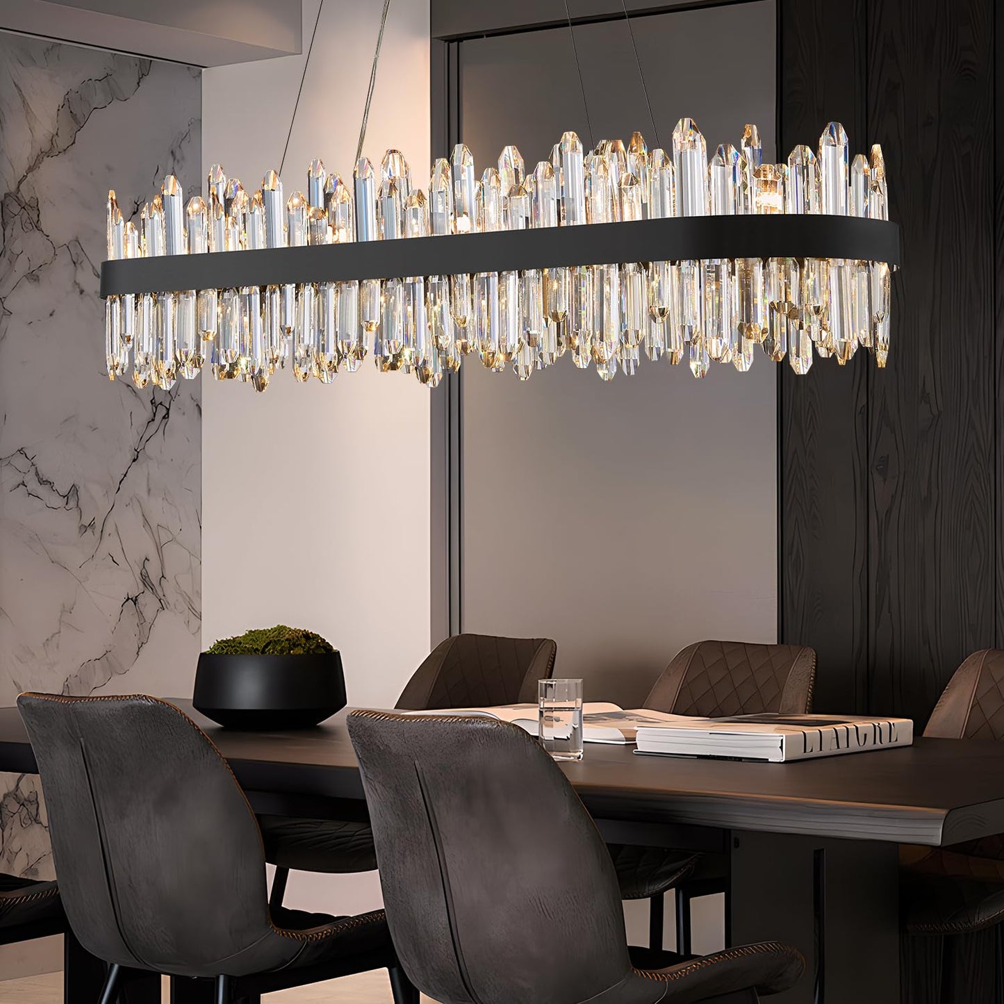 Gold Modern Oval Crystal Chandelier, 16-Lights Luxury Chandeliers Modern 2-Tiers K9 Crystal Chandelier Pendant, Light Fixture G9 Lights for Dining Living Room Entryway Kitchen Dia 23 inch