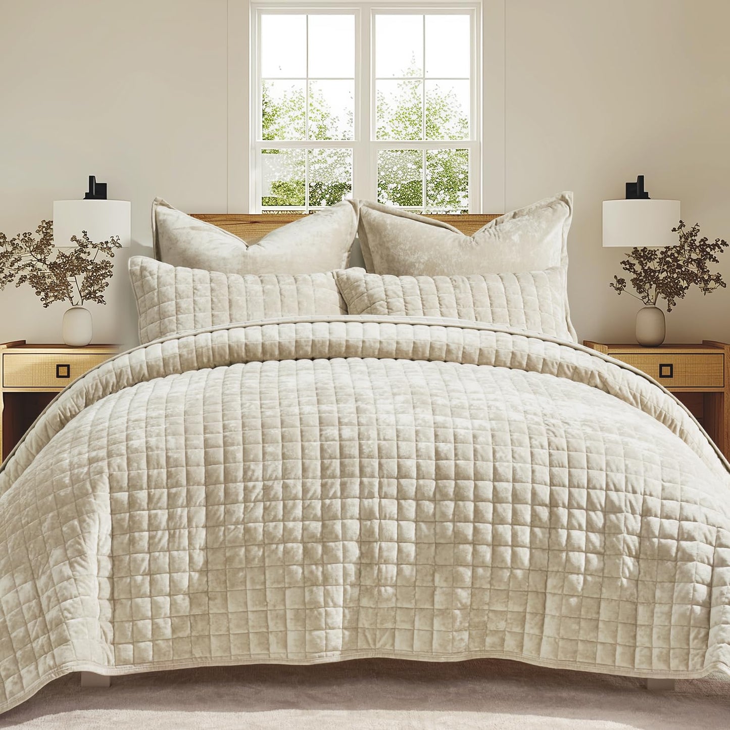 RECYCO Luxury Velvet Quilt Set King Size, Lightweight Velvet Comforter Set, Oversized Bedspread Coverlet Quilted Bedding Set, with 2 Matching Pillow Shams, for All Season, Navy Blue