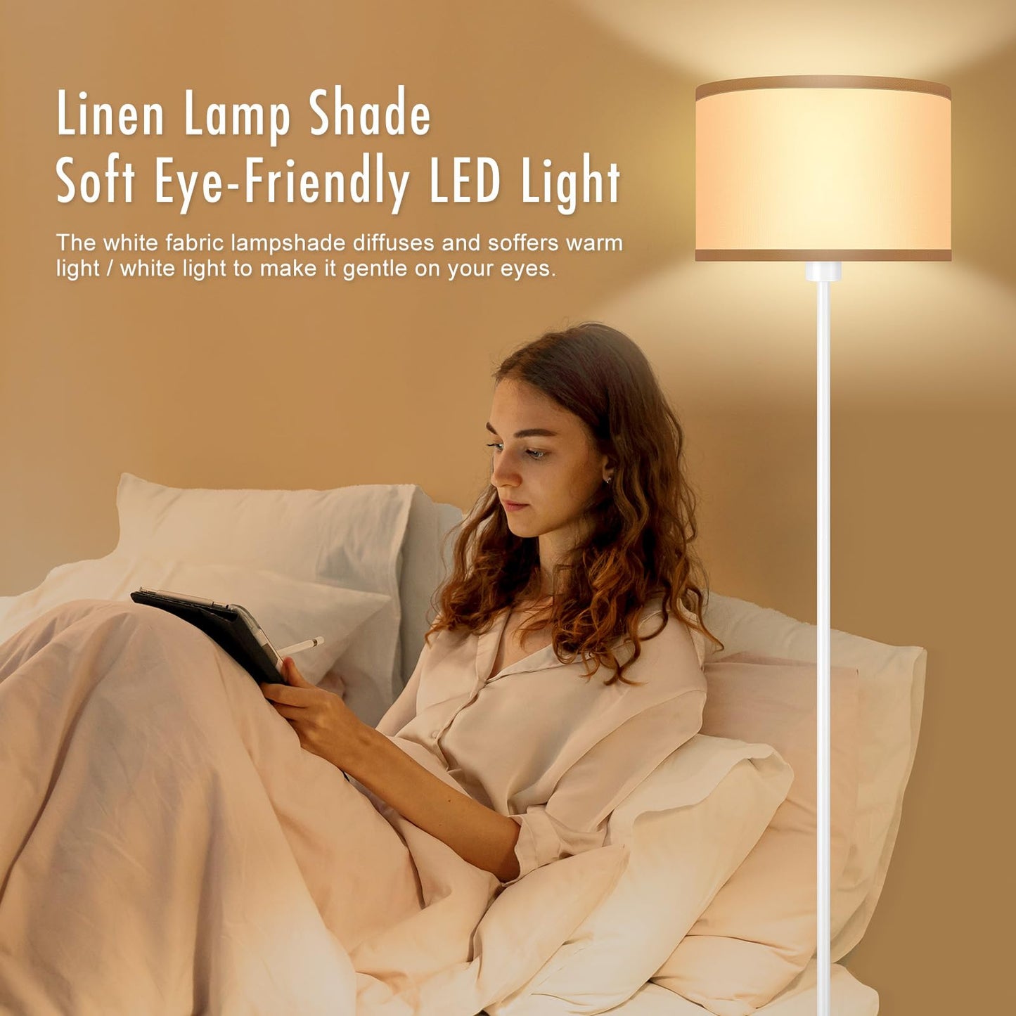 Floor Lamp Black, Standing Lamp, 58" Tall Lamps for Living Room, Simple Pole Lamp with Black Lampshade, On/Off Foot Pedal, Bright Dimming Light for Kids Room Bedroom Office Decor(Without Bulbs)