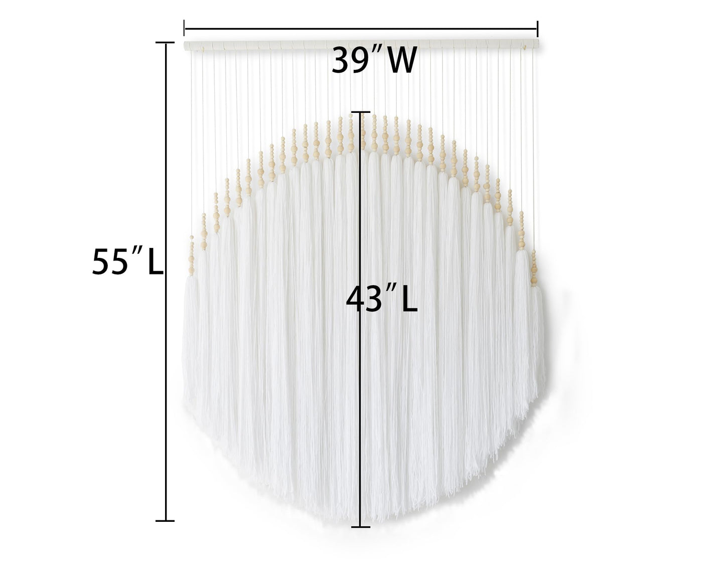 IOWER Macrame Wall Hanging Brown Yarn Beaded Backdrop Boho Wall Decor Round Tassel Home Wall Aesthetic Living Rooms Bedrooms Offices Geometric Art Chic Home Decor 39" W x 55" L