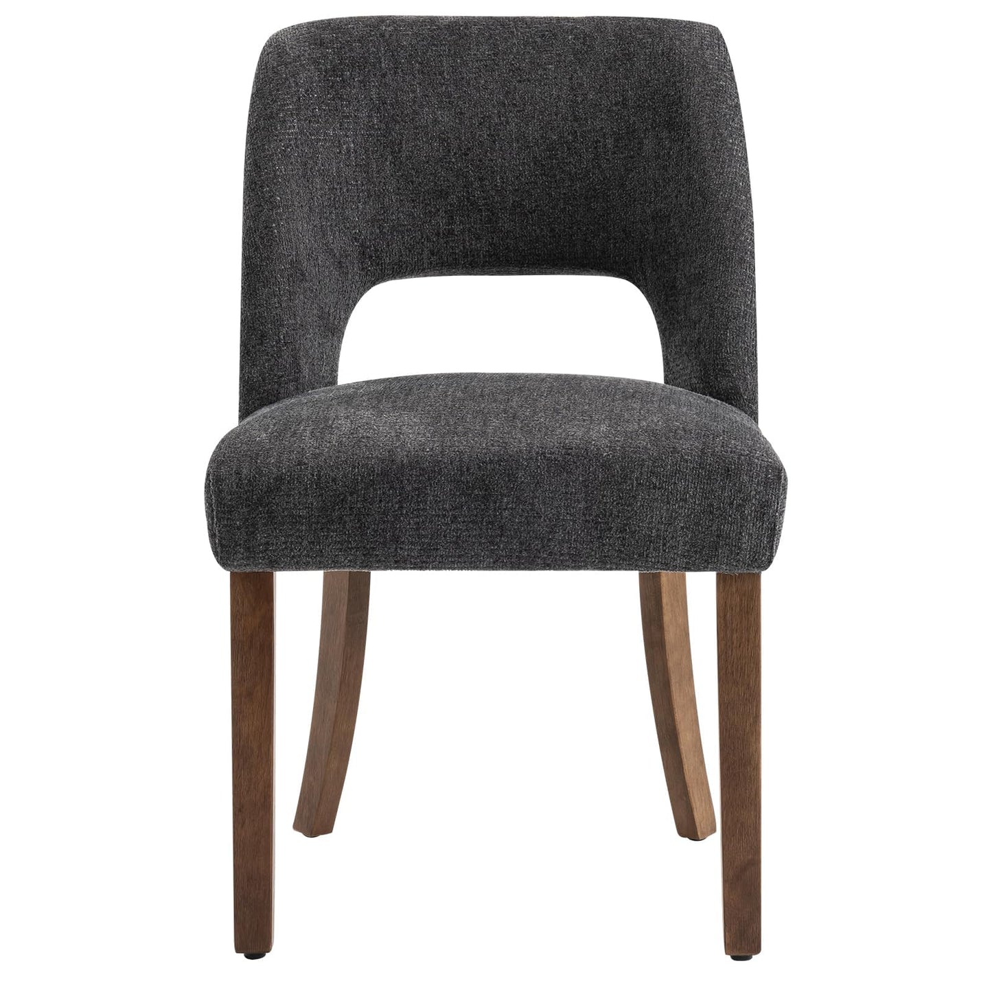 VKNOW Wooden Dining Chairs Set of 2, Modern Fabric Upholstered Dining Room Chair Kitchen Chairs, Farmhouse Dinner Chair for Kitchen Dining Room, Beige-Black Legs