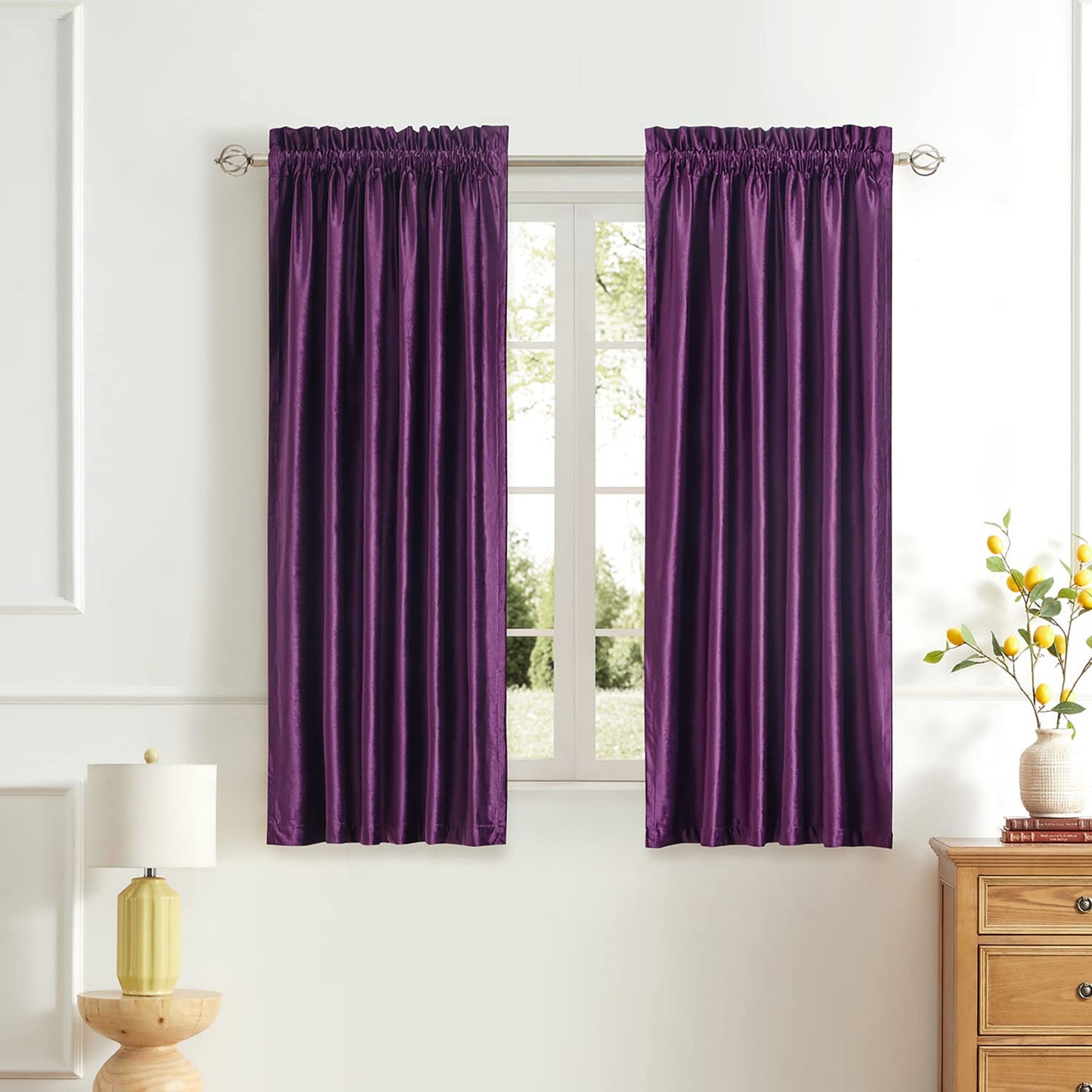 PRIMROSE Velvet Curtains 84 inch for Living Room Champagne Beige Rod Pocket Window Drapes Treatment Semi Room Darkening Decor Curtains for Bedroom Set of 2 Panels