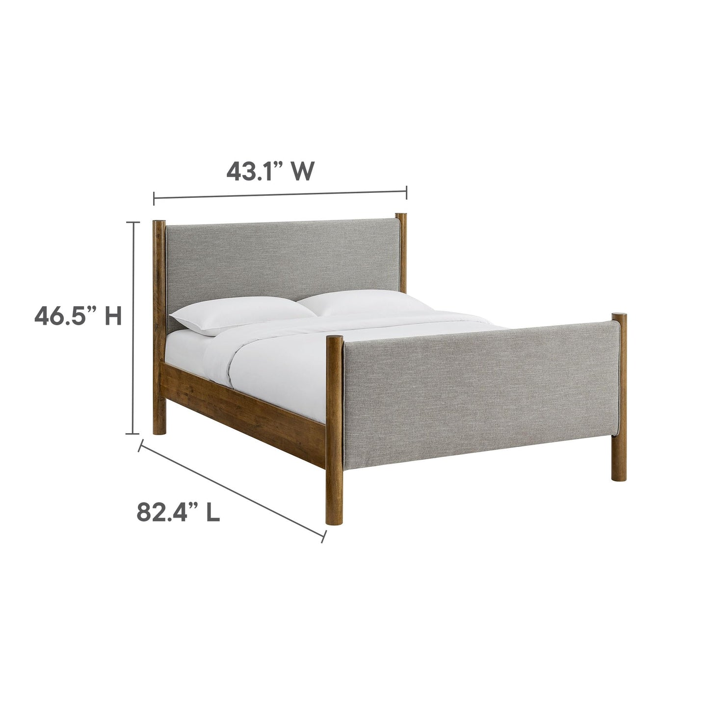 Modway Maven King Size Bed Frame in Tan Walnut with Faux Leather Upholstered Headboard and Footboard – Wood King Platform Bed Frame – No Box Spring Needed