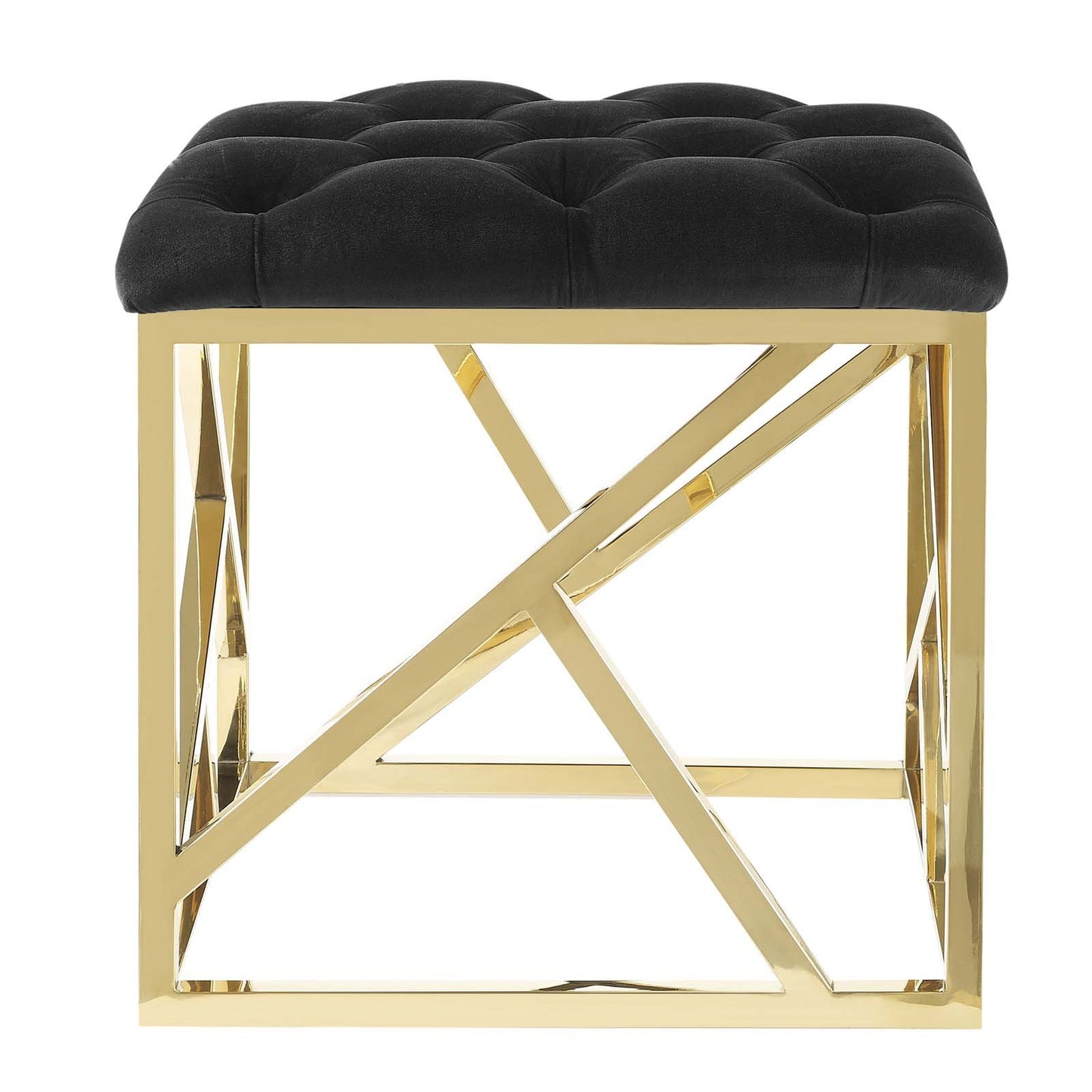 Modway intersperse Button-Tufted Contemporary Modern with Metallic Frame, Bench, Silver Gray