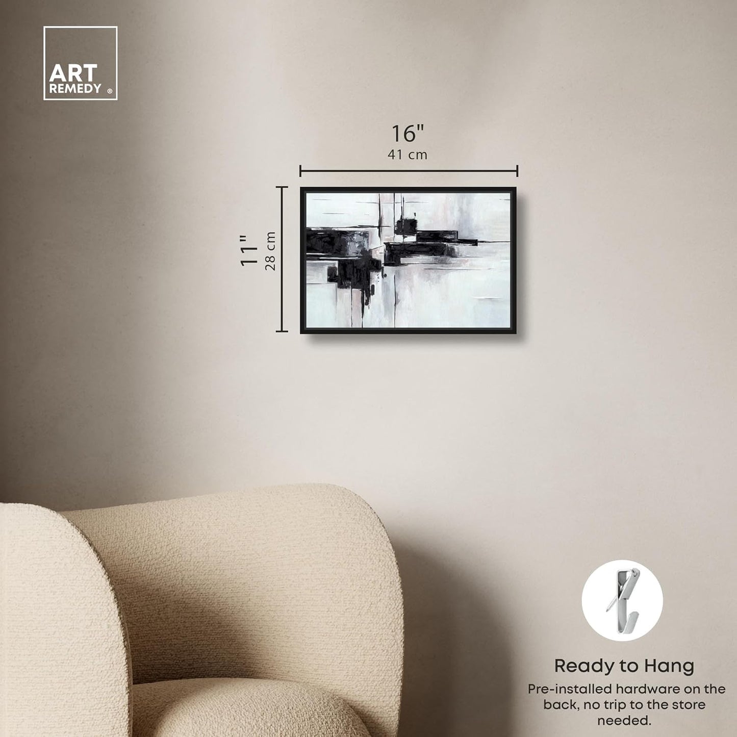 Abstract Journey Canvas Black and White Art, Gold Frame, 45" x 30"