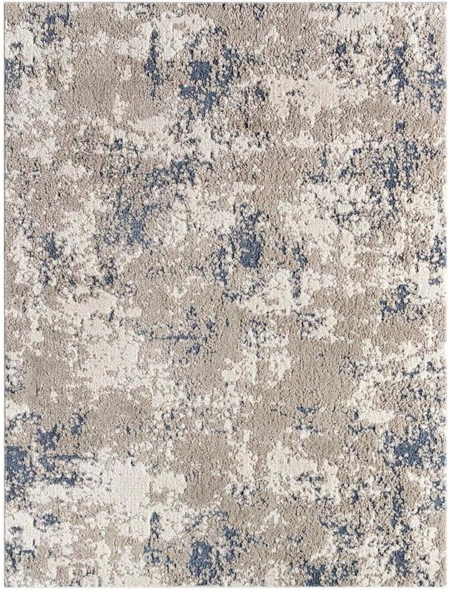 Mark&Day Area Rugs, 9x12 Martigues Modern Abstract Marble Silver Gray Area Rug, White Grey Marble Swirl Carpet for Living Room, Bedroom or Kitchen (9' x 12'4")