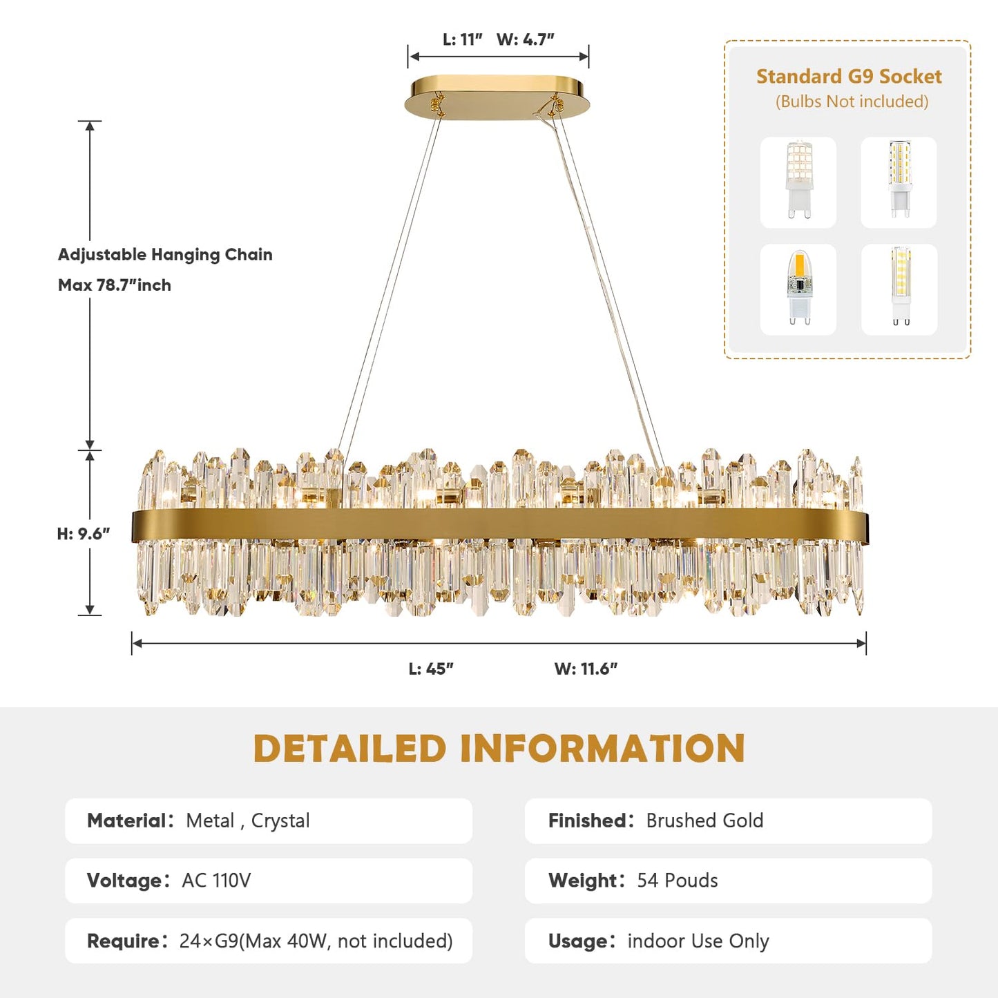 Gold Modern Oval Crystal Chandelier, 16-Lights Luxury Chandeliers Modern 2-Tiers K9 Crystal Chandelier Pendant, Light Fixture G9 Lights for Dining Living Room Entryway Kitchen Dia 23 inch