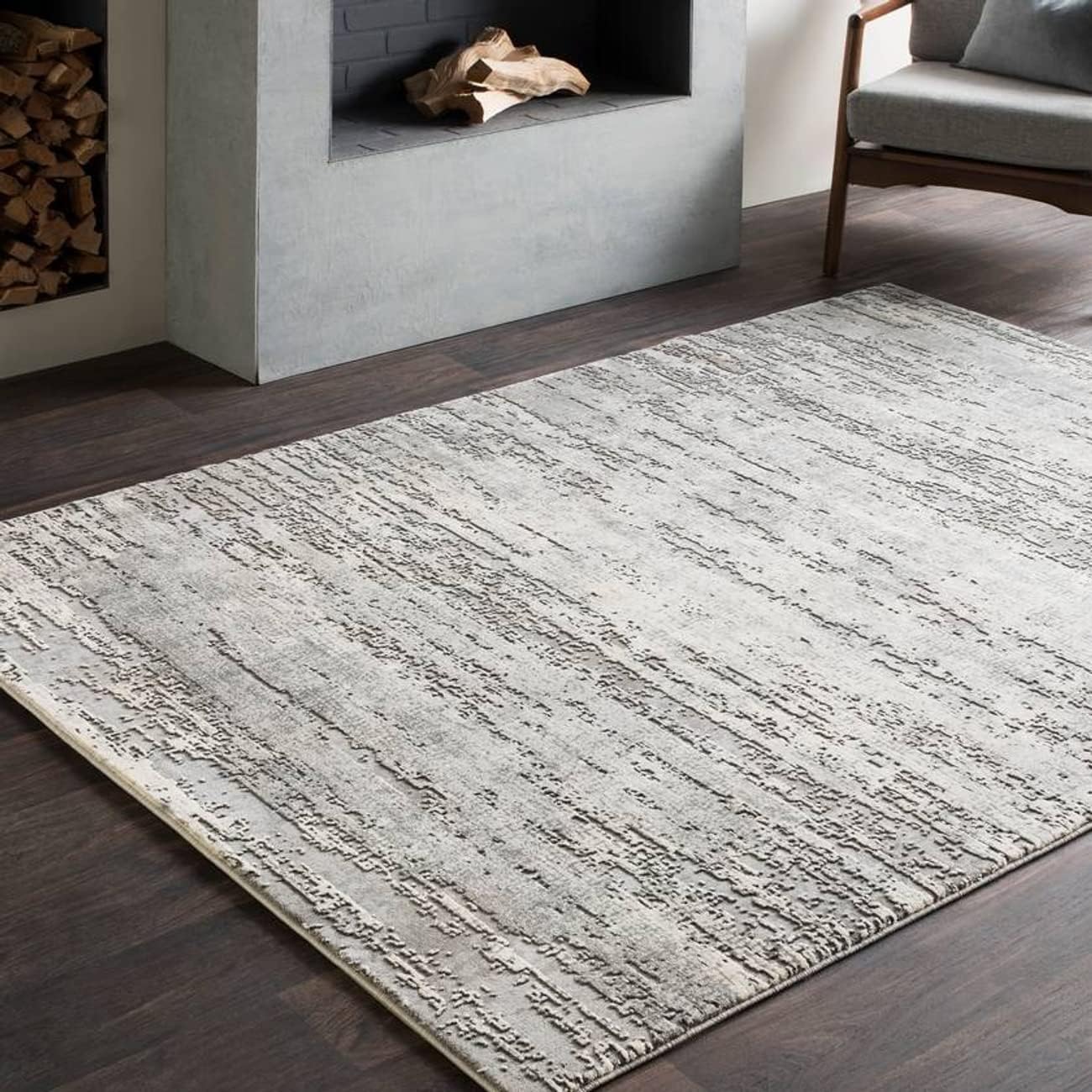 Mark&Day Area Rugs, 9x12 Martigues Modern Abstract Marble Silver Gray Area Rug, White Grey Marble Swirl Carpet for Living Room, Bedroom or Kitchen (9' x 12'4")