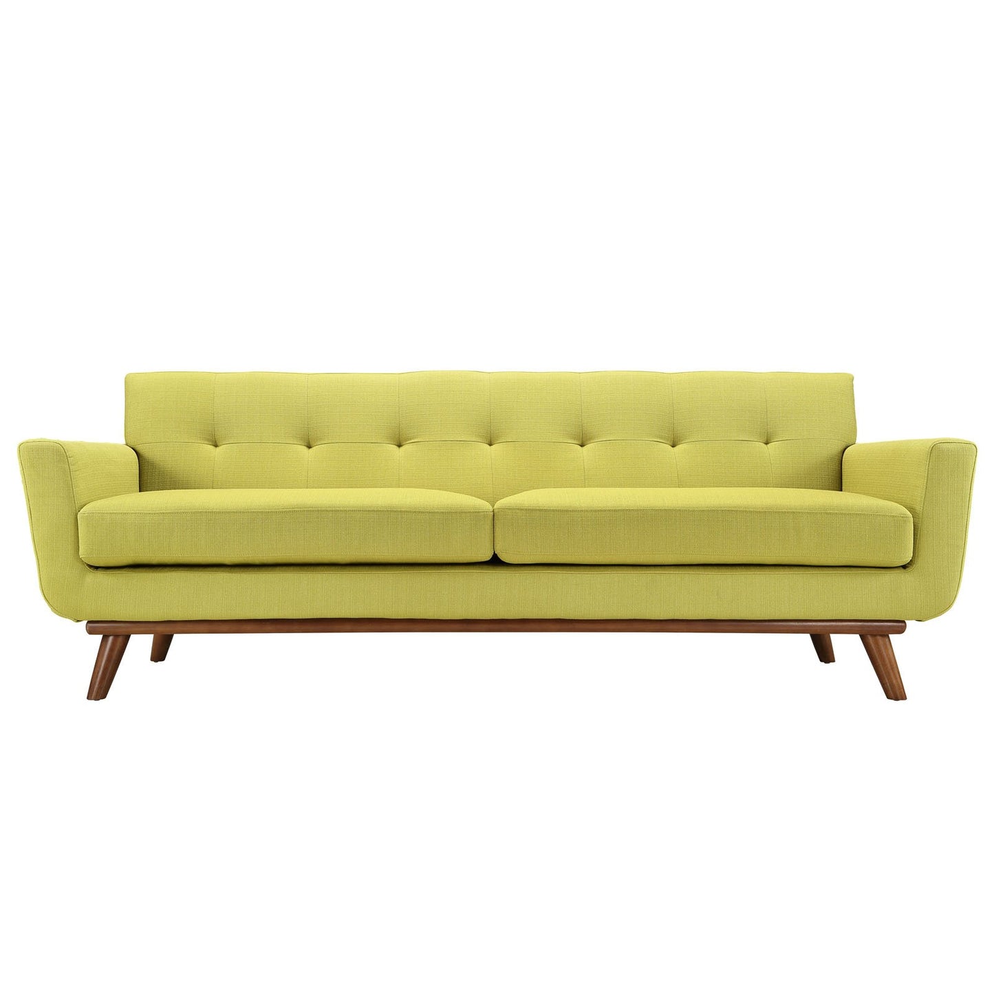 Modway Engage Mid-Century Modern Upholstered Fabric Sofa in Wheatgrass