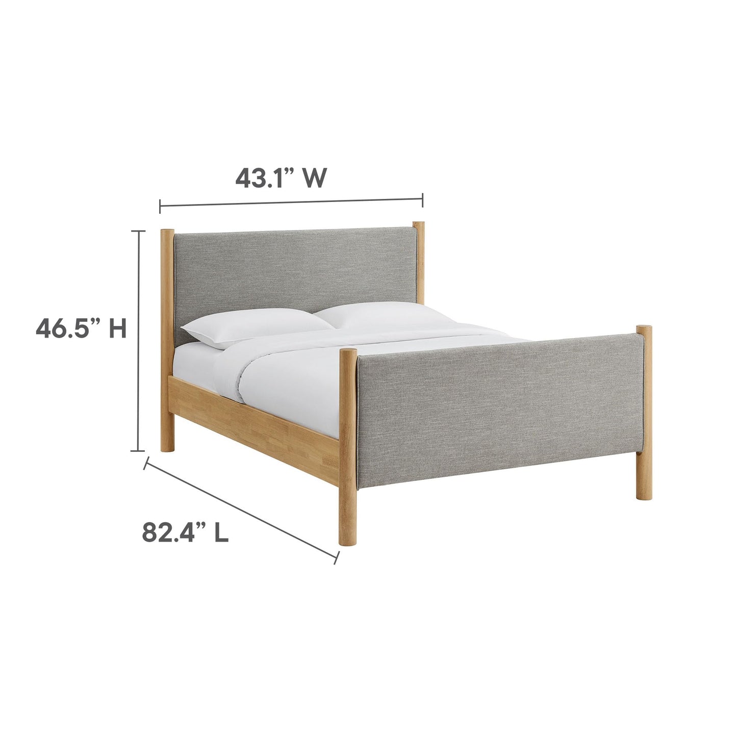 Modway Maven King Size Bed Frame in Tan Walnut with Faux Leather Upholstered Headboard and Footboard – Wood King Platform Bed Frame – No Box Spring Needed
