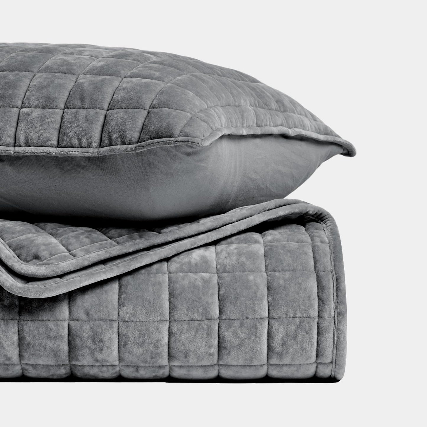 RECYCO Luxury Velvet Quilt Set King Size, Lightweight Velvet Comforter Set, Oversized Bedspread Coverlet Quilted Bedding Set, with 2 Matching Pillow Shams, for All Season, Navy Blue