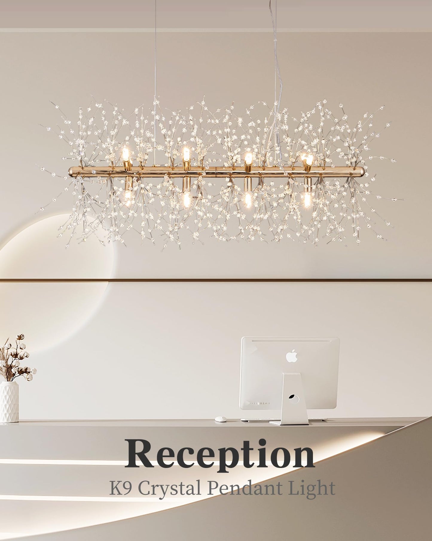 Modern Tree Branch Crystal Chandelier Luxury Silver Crystal Pendant Lighting 18" Contemporary 6-Light Chandeliers for Dining Room Kitchen Bedroom Living Room