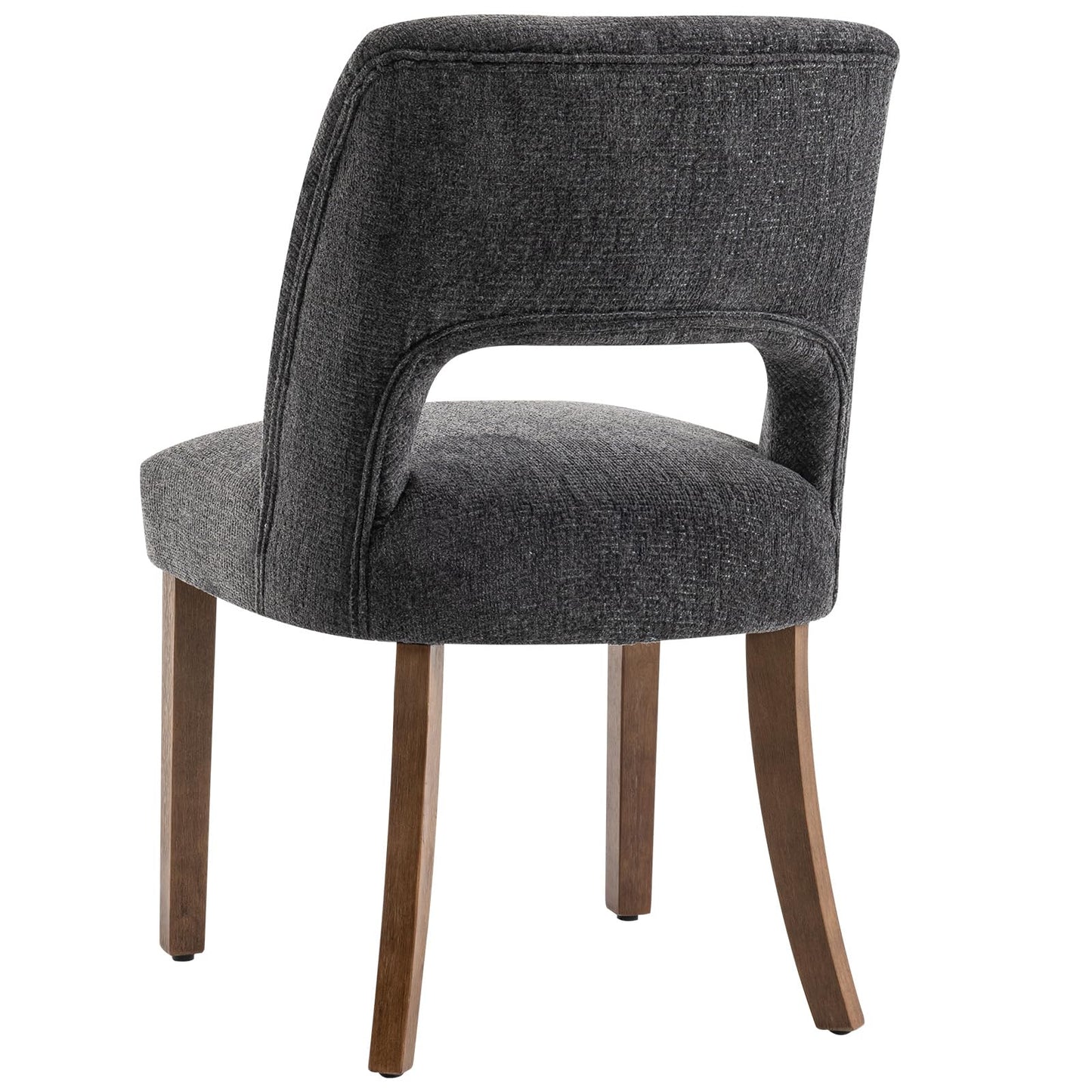 VKNOW Wooden Dining Chairs Set of 2, Modern Fabric Upholstered Dining Room Chair Kitchen Chairs, Farmhouse Dinner Chair for Kitchen Dining Room, Beige-Black Legs