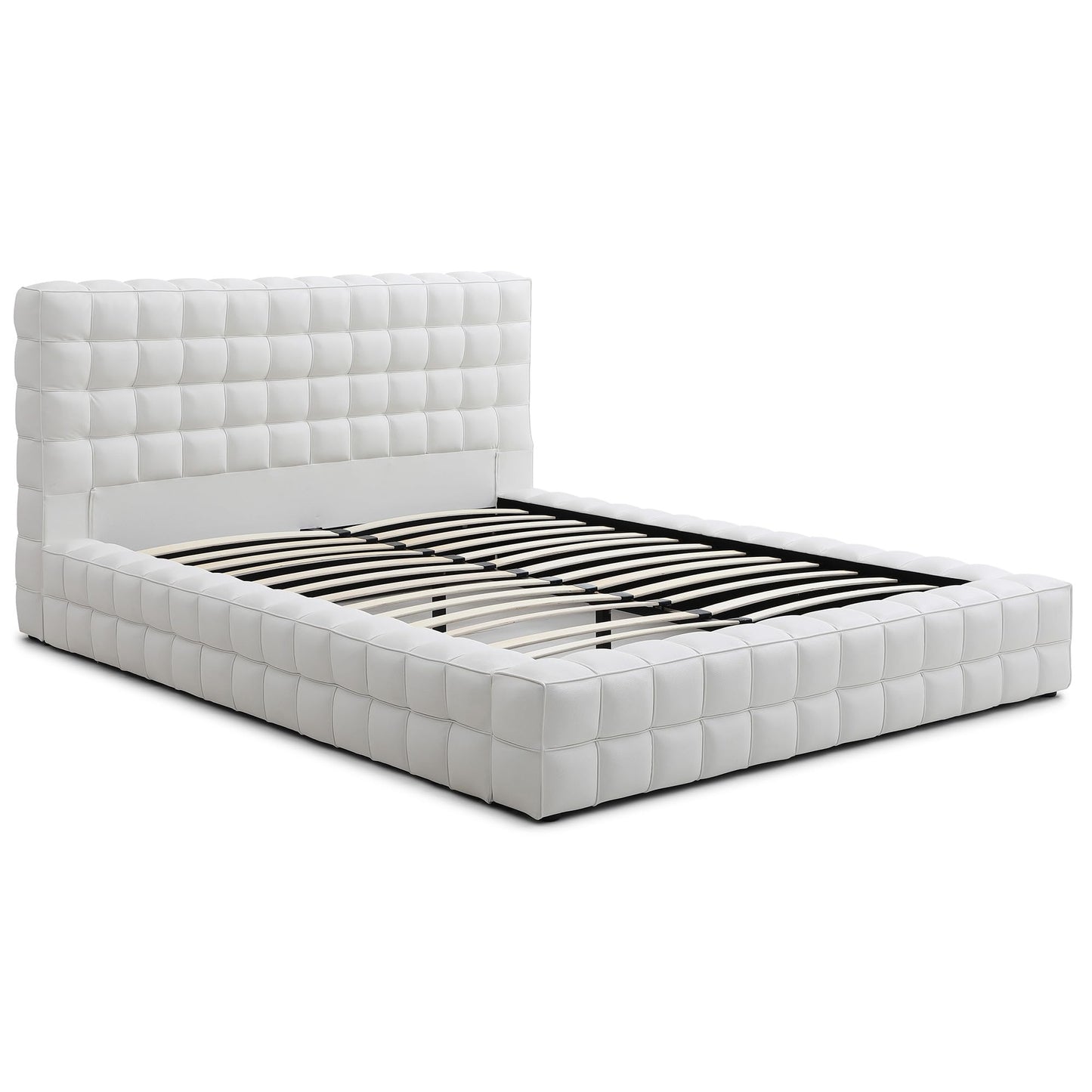 Woodpeckers Furniture And Mattress Livia Vegan Leather Upholstered Bed Frame (Brown, King)