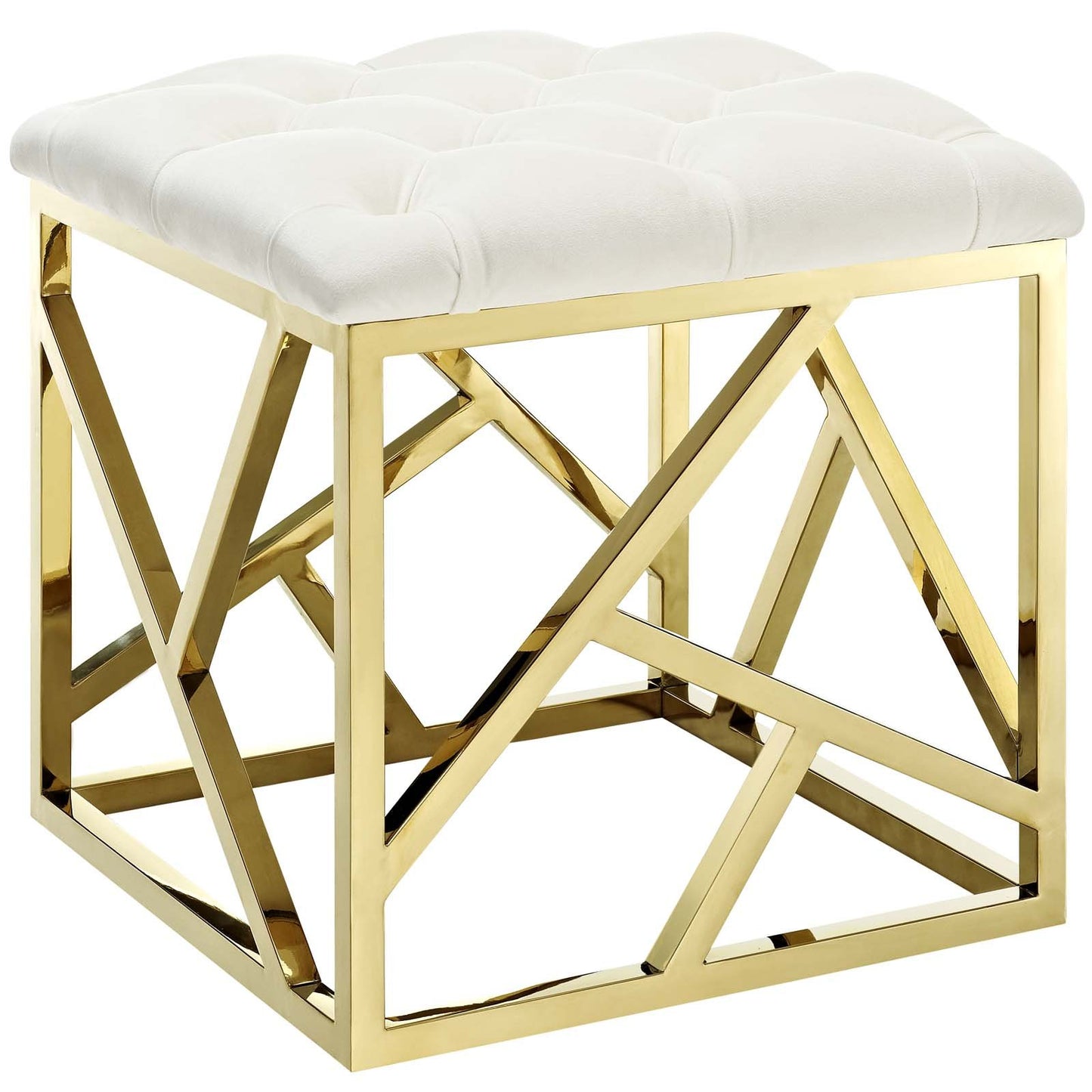 Modway intersperse Button-Tufted Contemporary Modern with Metallic Frame, Bench, Silver Gray