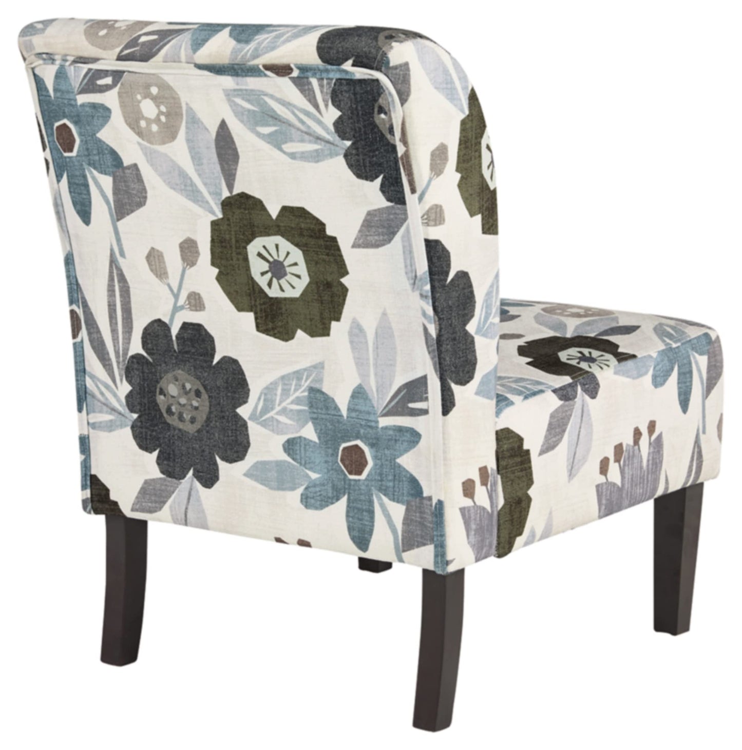 Signature Design by Ashley Triptis Floral Armless Accent Chair, White, Blue & Gray
