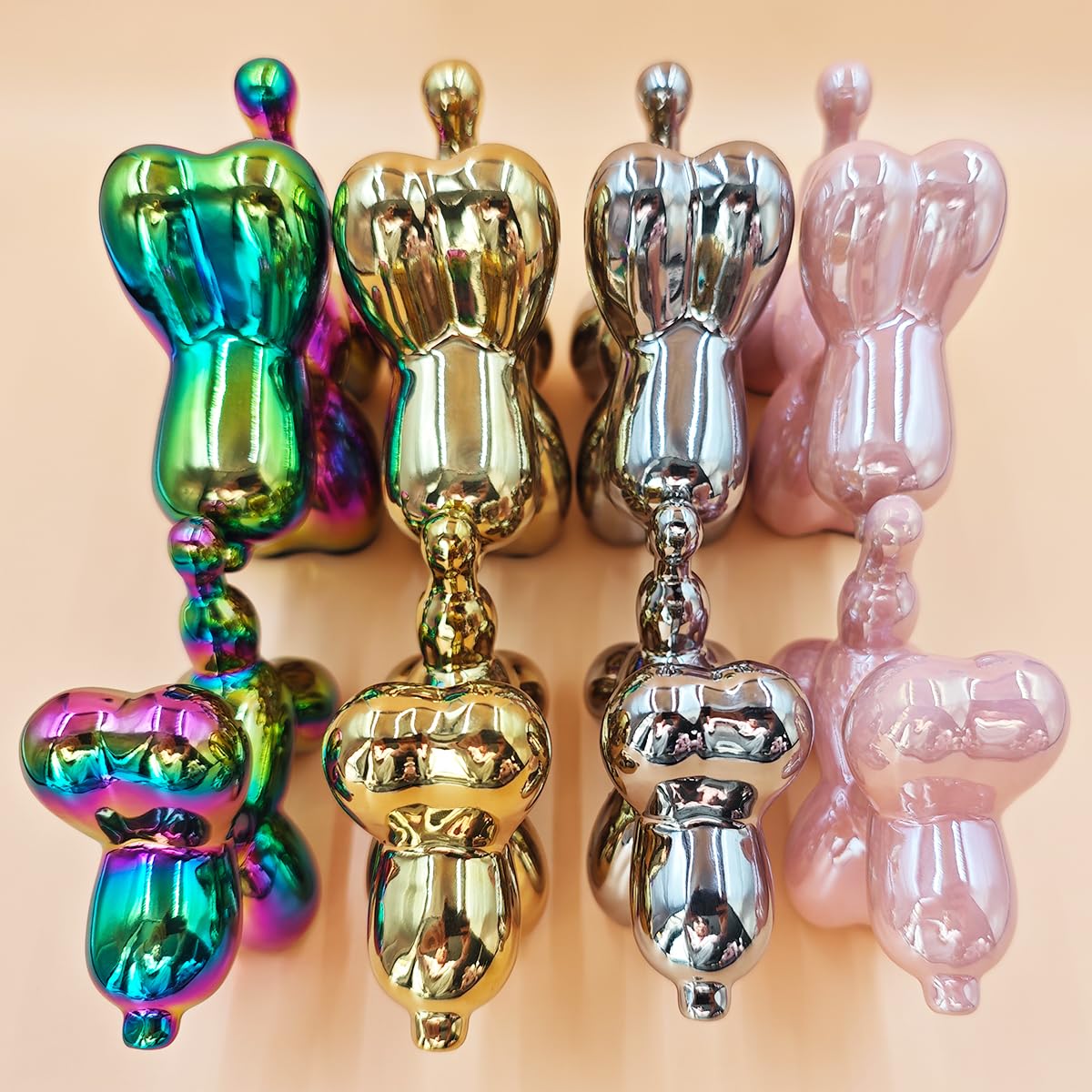 Electroplating Ceramics Balloon Dog Statue Crafts Living Room Desktop Decorations,Handmade Modern Small Ceramic Animal Statue Ornament Home Decor Accents (Dazzling, 5.1 Inch)