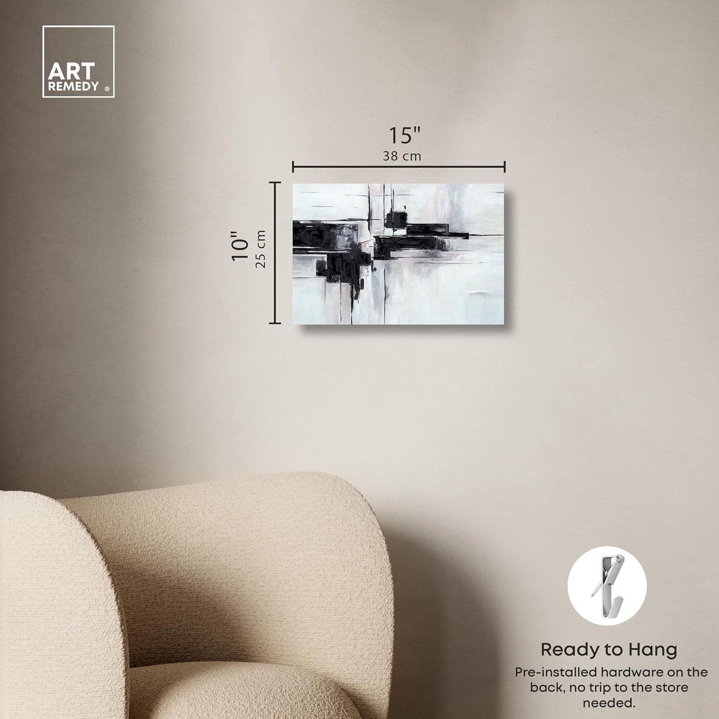 Abstract Journey Canvas Black and White Art, Gold Frame, 45" x 30"