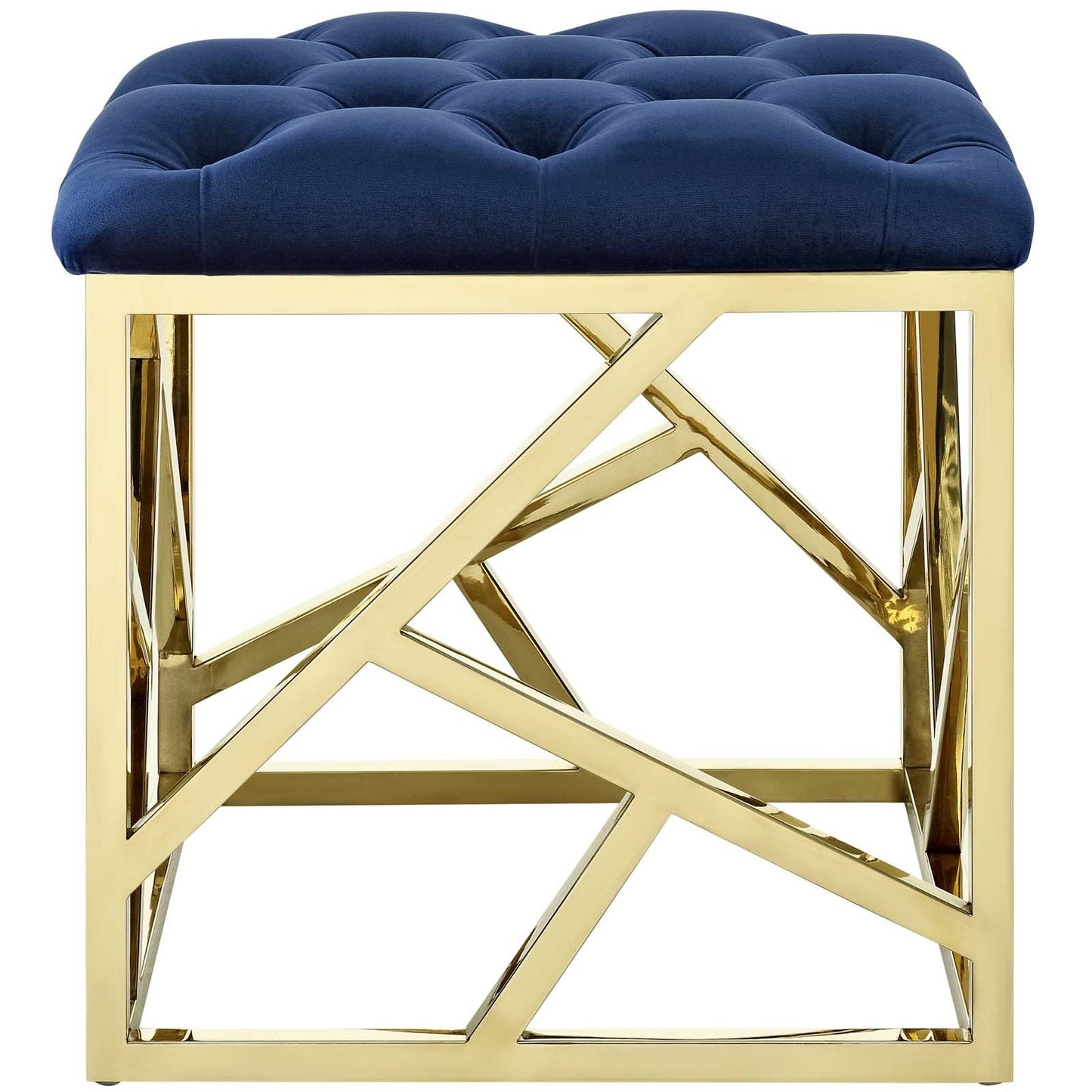 Modway intersperse Button-Tufted Contemporary Modern with Metallic Frame, Bench, Silver Gray