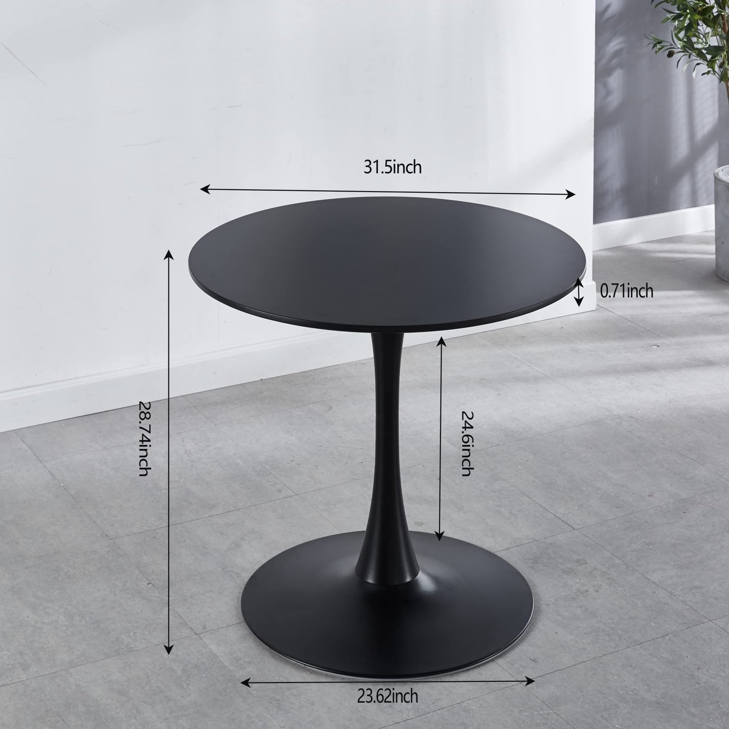 DKLGG 42" Modern Round Dining Table with MDF Top, Metal Base Pedestal Tulip Kitchen Table for 4-6 Person, Small Space Home, End Leisure Coffee Table, White