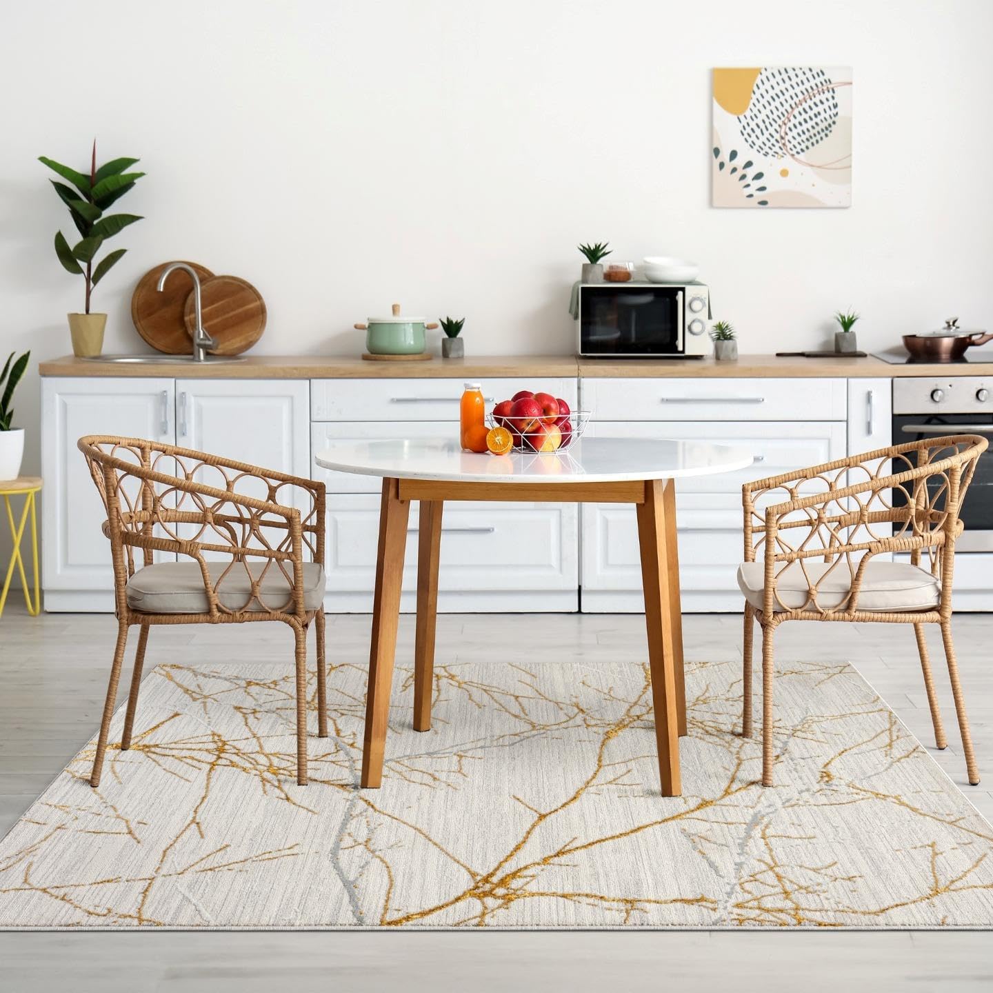 LUXE WEAVERS Sunset Collection 372 Gold 5x7 Modern Abstract Area Rug