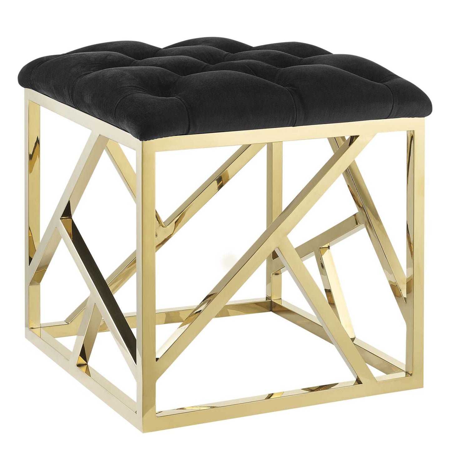 Modway intersperse Button-Tufted Contemporary Modern with Metallic Frame, Bench, Silver Gray
