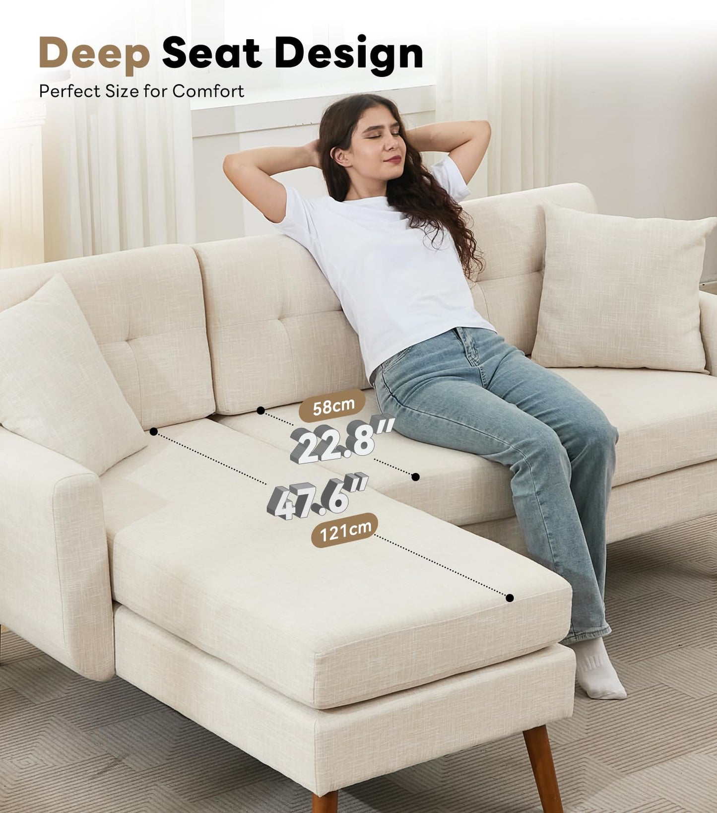 Tbfit 65" W Loveseat Sofa, Mid Century Modern Love Seat Couches for Living Room, Button Tufted Upholstered Small Couch for Bedroom, Solid and Easy to Install Love Seats Furniture, Grey