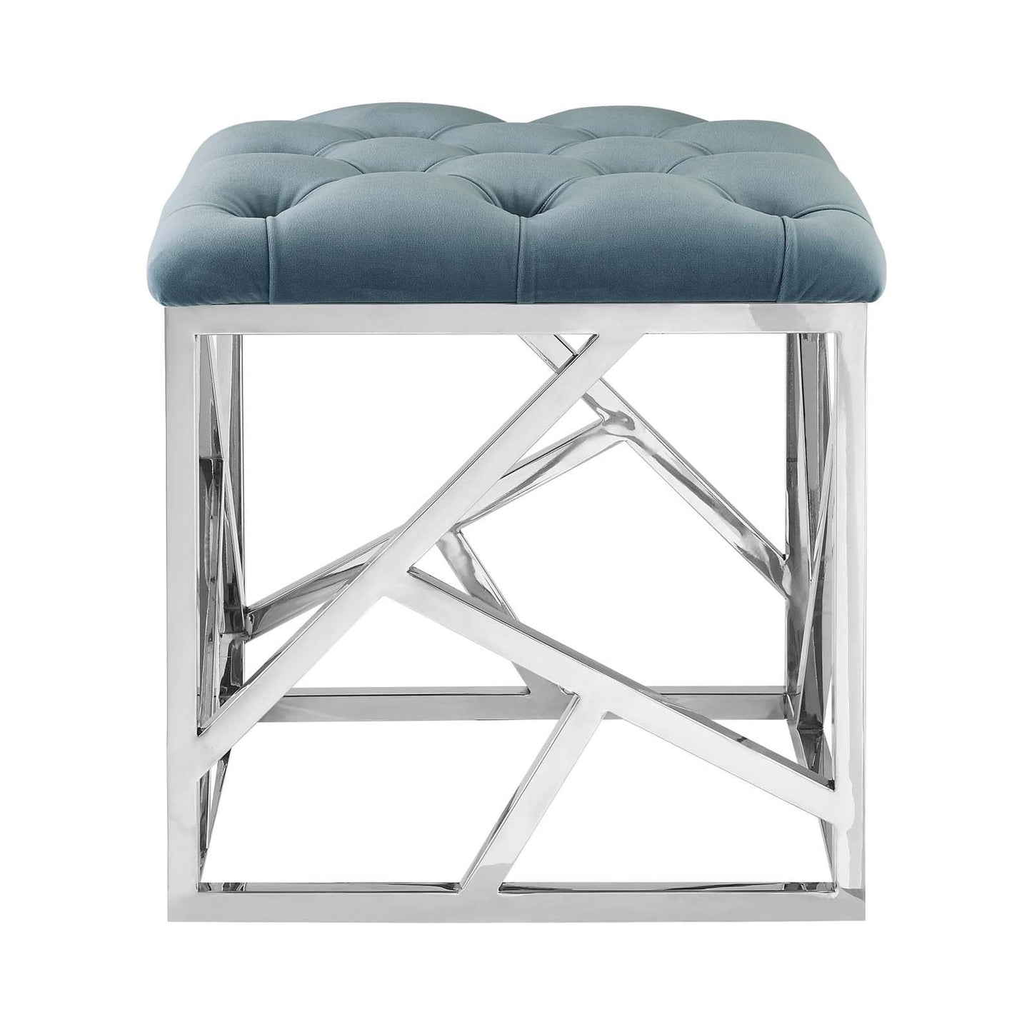 Modway intersperse Button-Tufted Contemporary Modern with Metallic Frame, Bench, Silver Gray