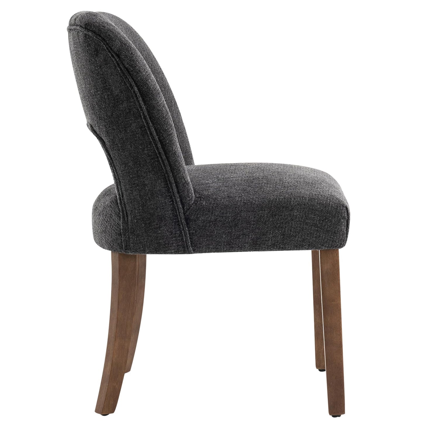 VKNOW Wooden Dining Chairs Set of 2, Modern Fabric Upholstered Dining Room Chair Kitchen Chairs, Farmhouse Dinner Chair for Kitchen Dining Room, Beige-Black Legs