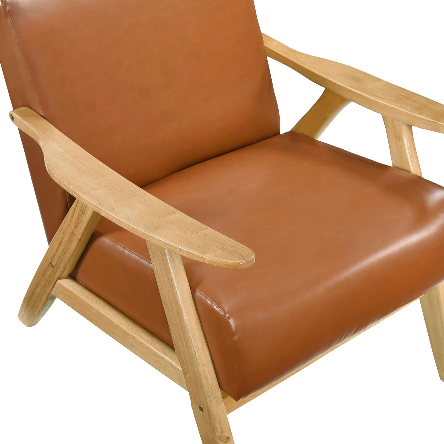 Lexicon Mid Century Modern Accent Chair with Solid Wood Frame in Walnut Finish, Upholstered Living Room Lounge Arm Chair, Thick and Comfy Innerspring Seat Cushion, Linen-Look Fabric, Gray