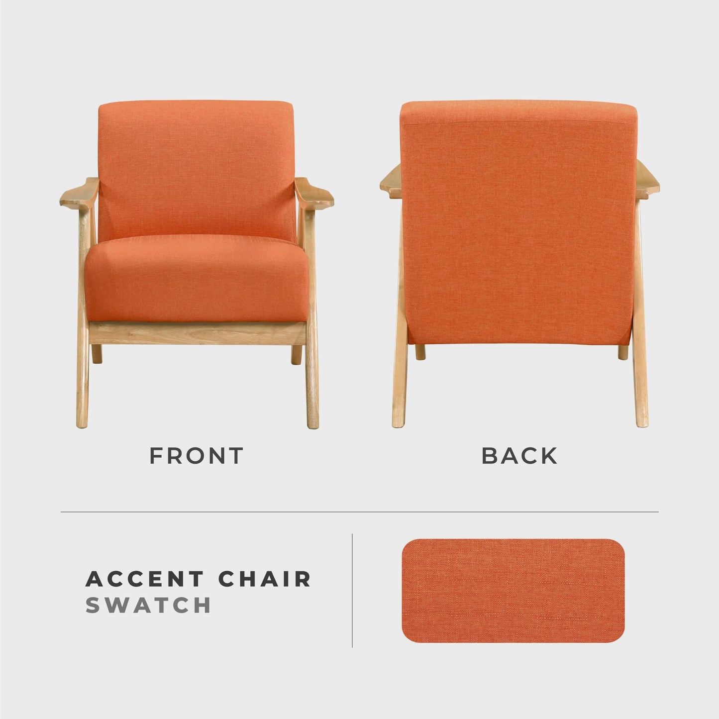 Lexicon Mid Century Modern Accent Chair with Solid Wood Frame in Walnut Finish, Upholstered Living Room Lounge Arm Chair, Thick and Comfy Innerspring Seat Cushion, Linen-Look Fabric, Gray