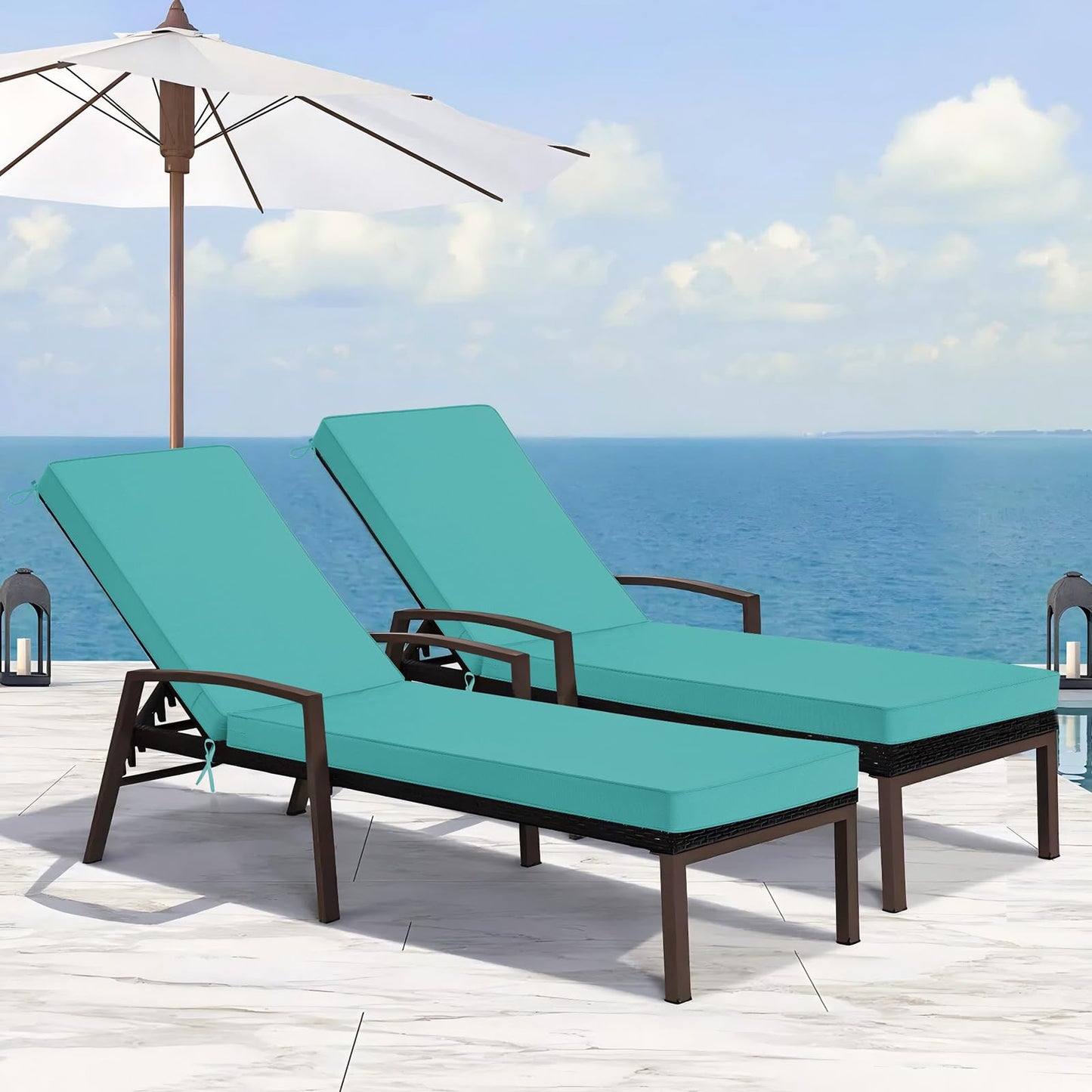 Basic Beyond Chaise Lounge Cushions Outdoor, 3-Layer Waterproof Outdoor Furniture Cushions with Removable Cover and 4 Ties, 72"x21"x3" Patio Lounge Chair Cushions for Outdoor Furniture, Yellow