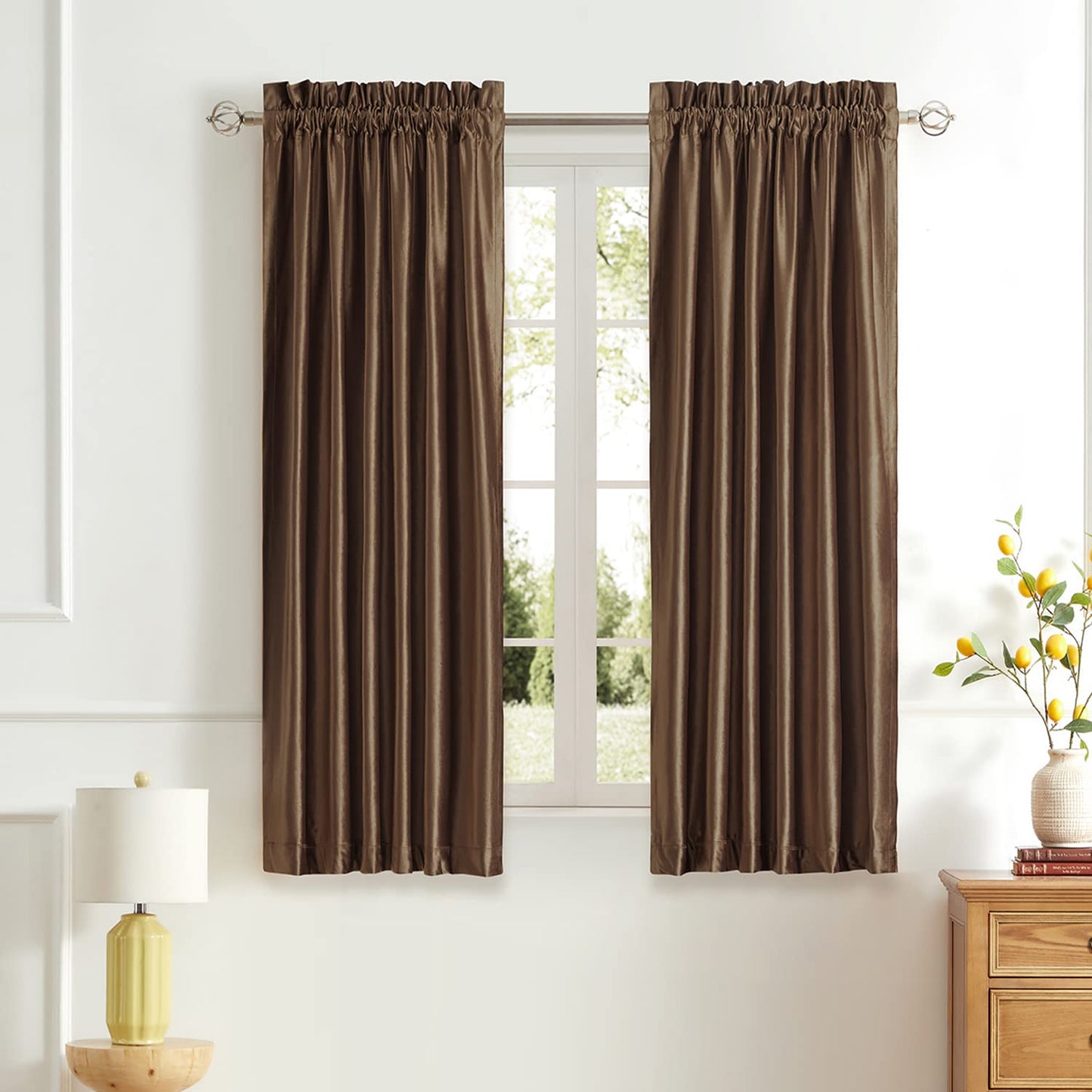 PRIMROSE Velvet Curtains 84 inch for Living Room Champagne Beige Rod Pocket Window Drapes Treatment Semi Room Darkening Decor Curtains for Bedroom Set of 2 Panels