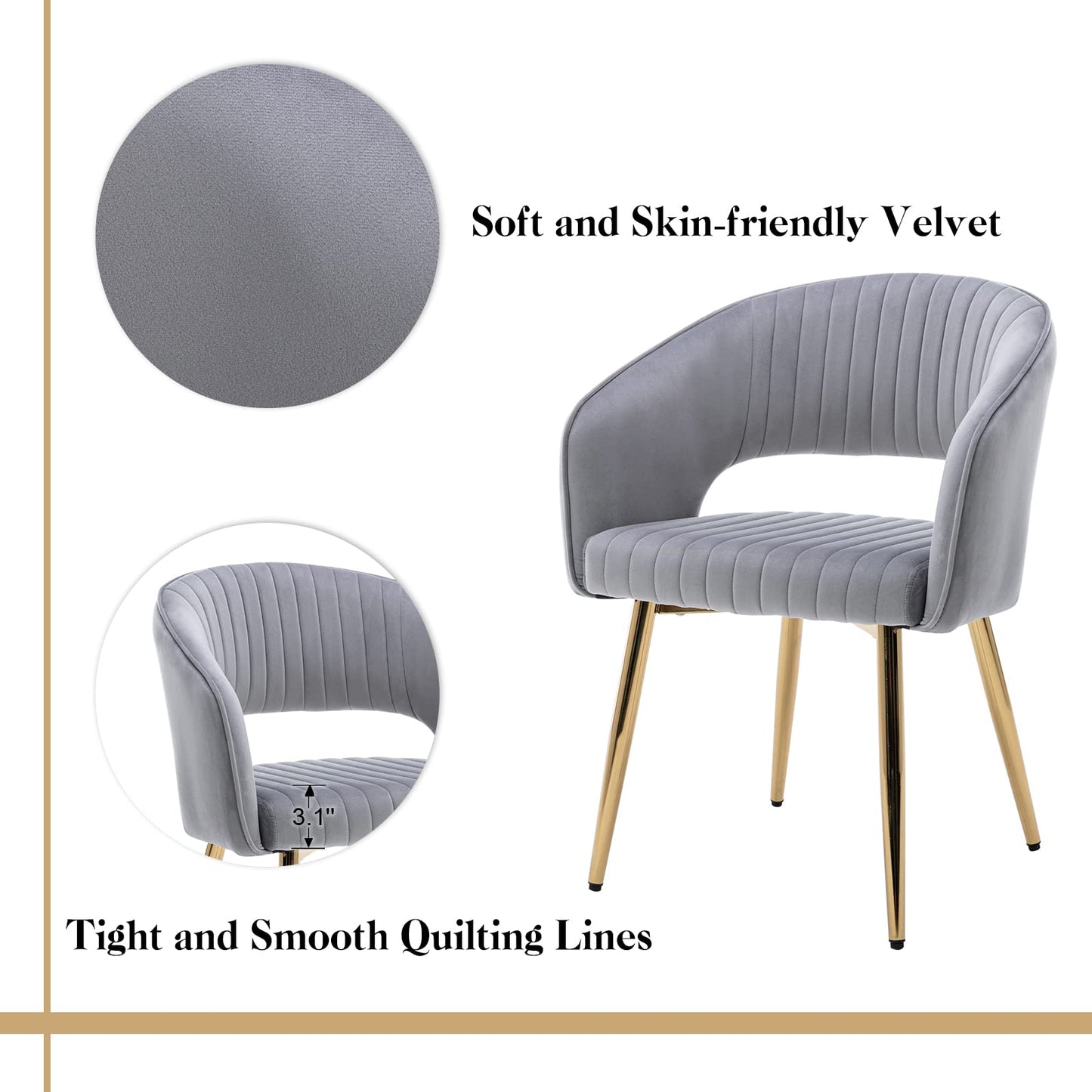 Modern Velvet Dining Chairs Set of 2, Upholstered Gold Dining Chairs with Hollow Back, Dining Room Chairs with Gold Legs, Accent Armrest Kitchen Chairs for Living Room Reception Teal Blue