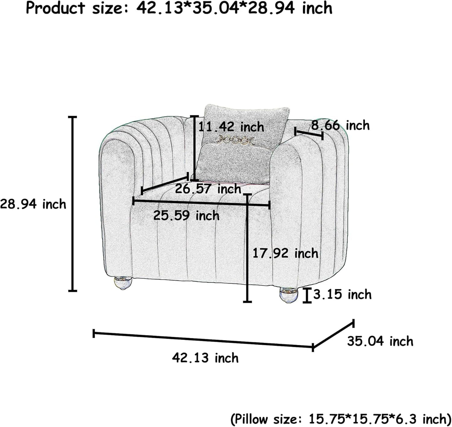 83'' Sofa for Living Room Modern Teddy Short Plush Couch 3-Seater Apartment Sofa with 2 Pillows & Golden Metal Legs