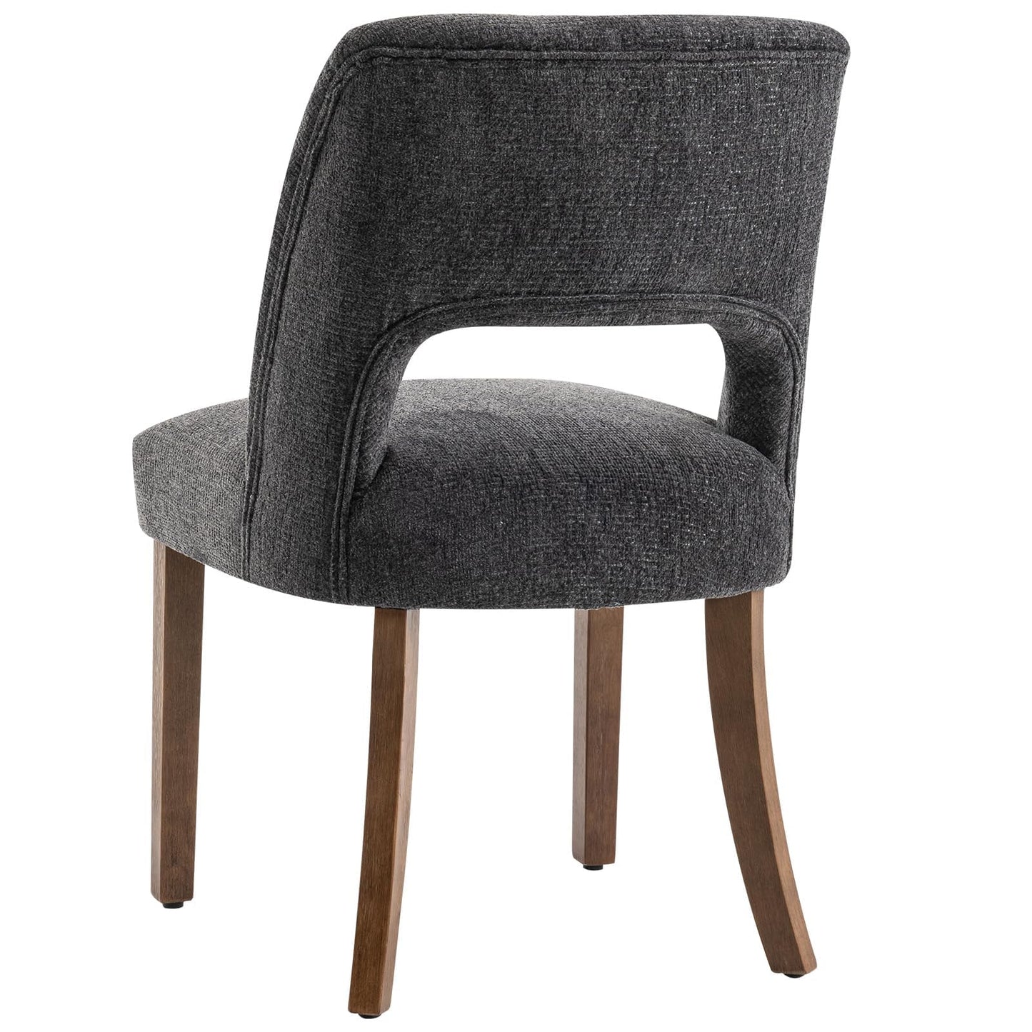VKNOW Wooden Dining Chairs Set of 2, Modern Fabric Upholstered Dining Room Chair Kitchen Chairs, Farmhouse Dinner Chair for Kitchen Dining Room, Beige-Black Legs