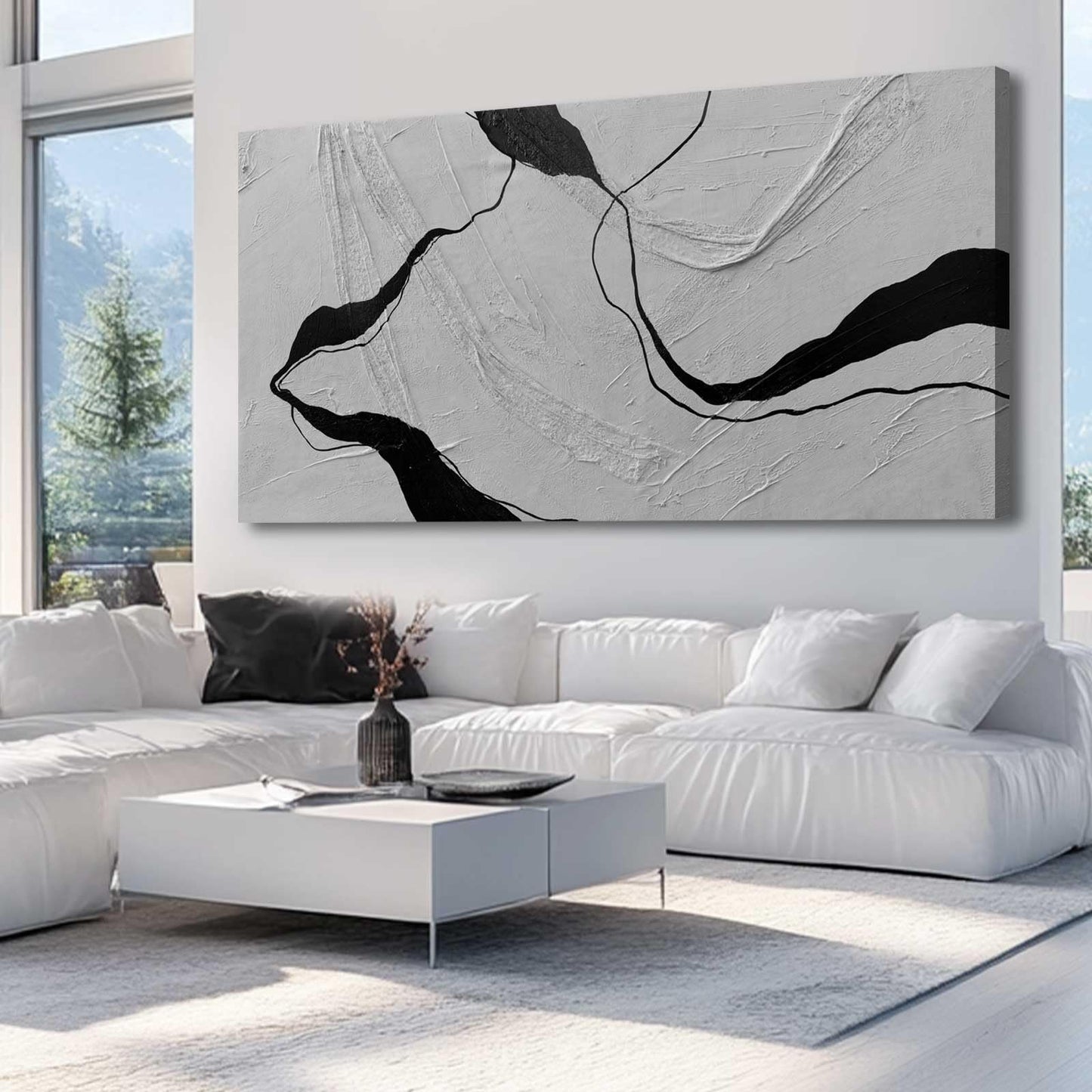 MLART99 Blue and White Abstract Wall Art Grunge Posters Gold Painting for Home Office 29"x 58" Gallery Wall Prints Large Size Artwork for Walls