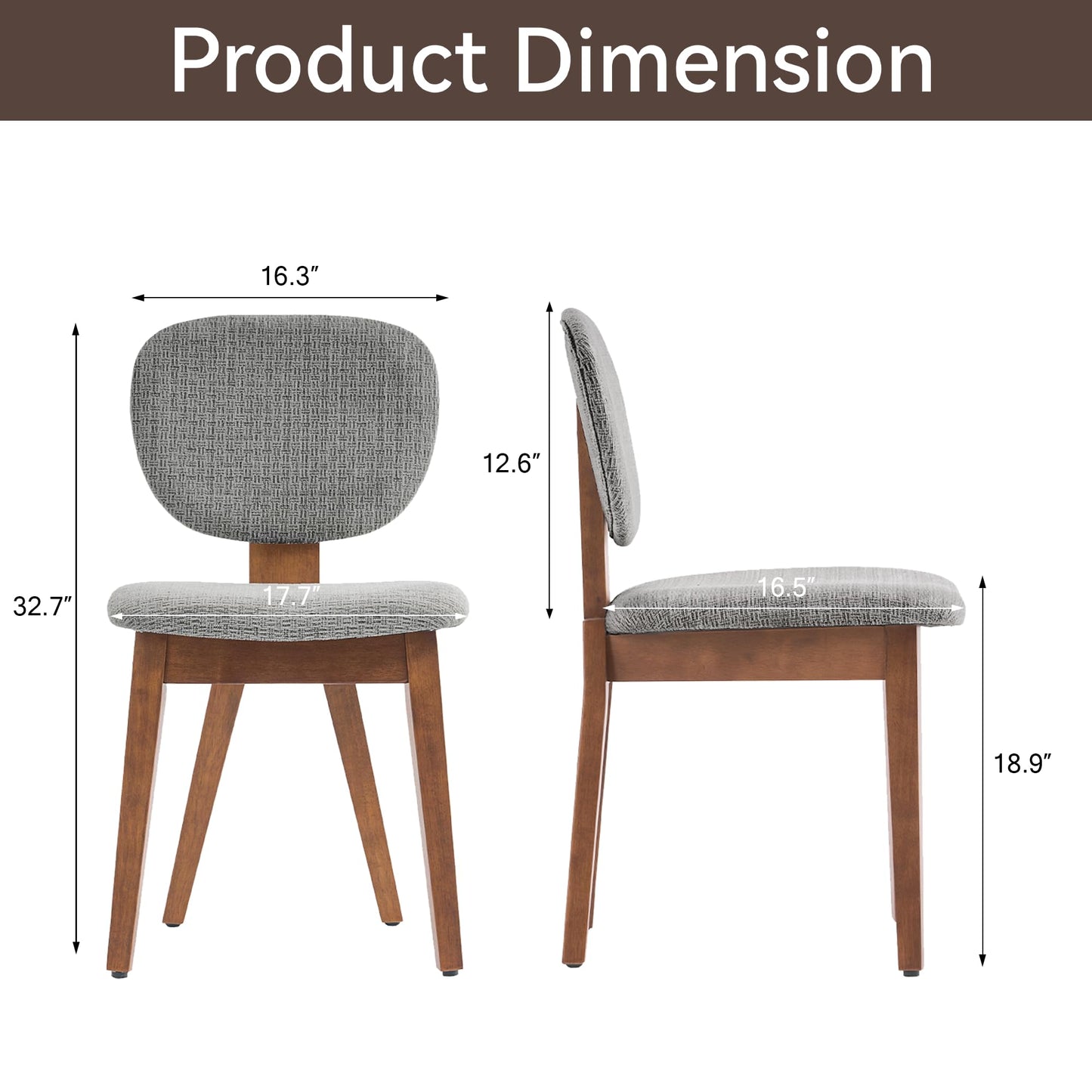VKNOW Wooden Dining Chairs Set of 4, Mid Century Modern Upholstered Kitchen Side Chairs, Chenille Dining Room Chair with Curved Seat Backrest for Home Dining Room,Green