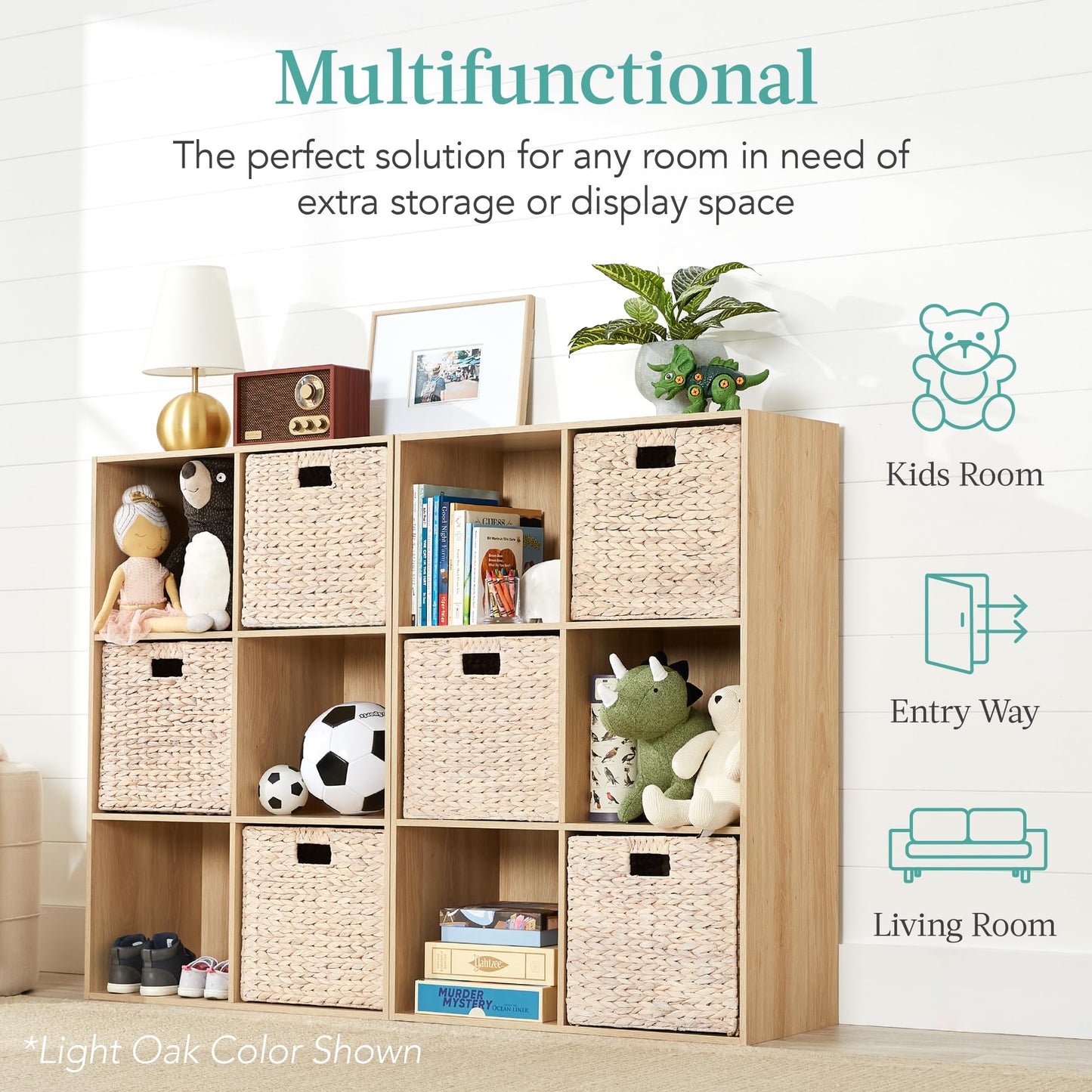 Best Choice Products 9-Cube Storage Organizer, 11in Shelf Opening, Bookcase, Display Shelf, Customizable w/ 3 Removable Back Panels - Walnut
