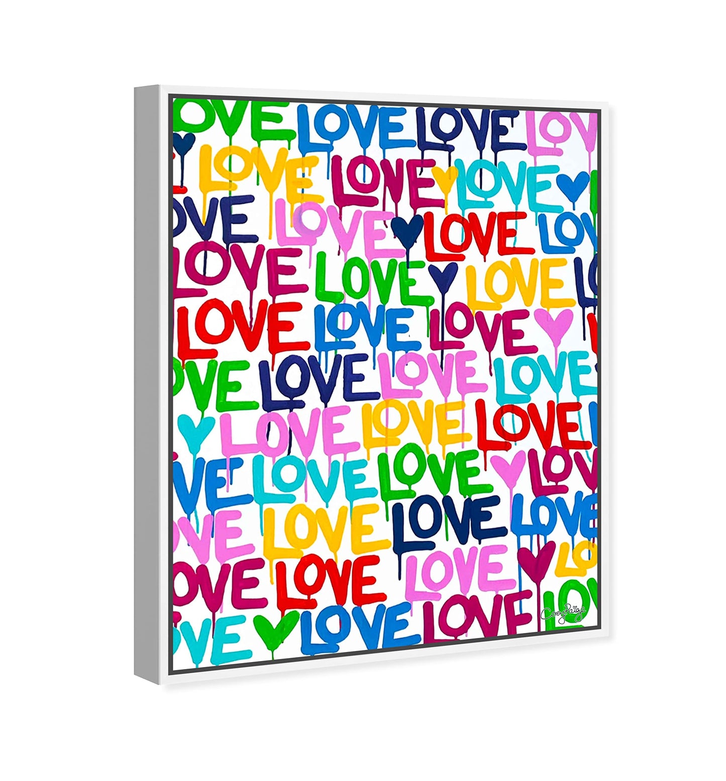 The Oliver Gal Artist Co. Abstract Modern Canvas Wall Art Corey Paige - Drippy Love Living Room Bedroom and Bathroom Home Decor 36 in x 45 in Blue and Pink, Gold Frame