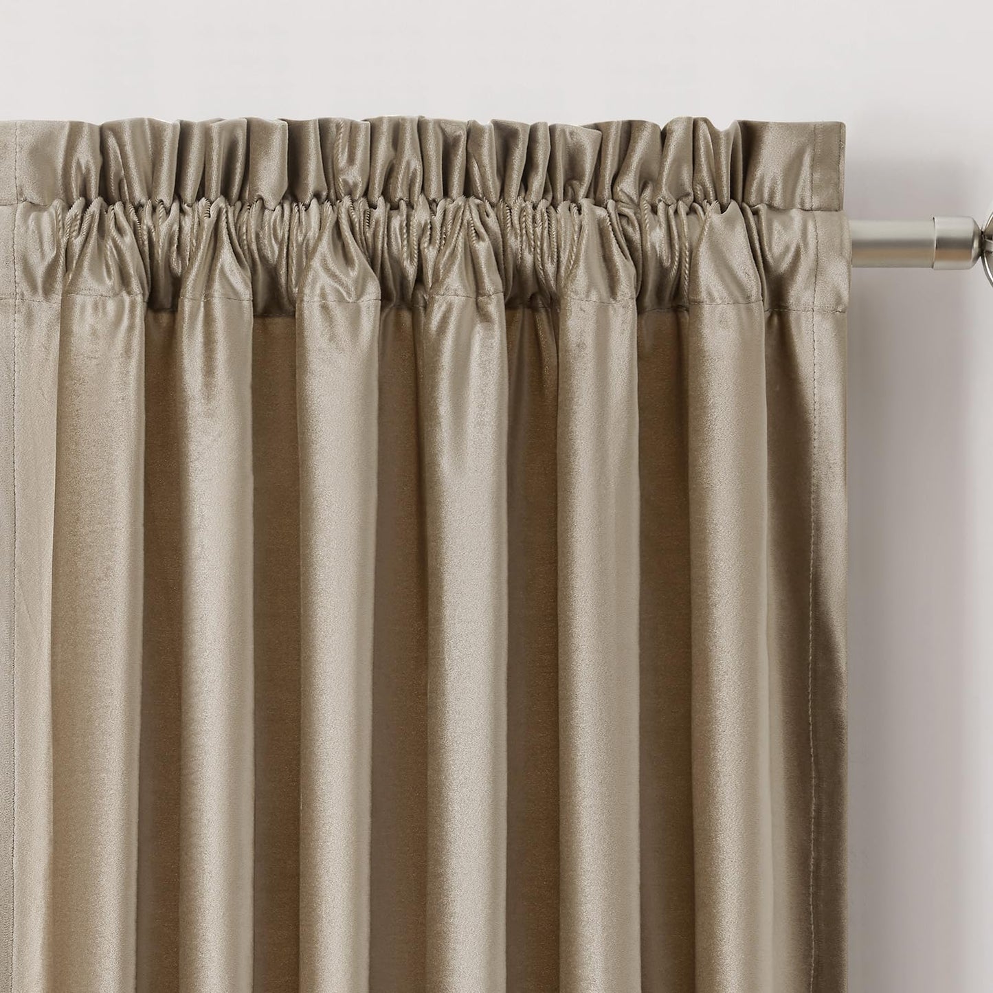 PRIMROSE Velvet Curtains 84 inch for Living Room Champagne Beige Rod Pocket Window Drapes Treatment Semi Room Darkening Decor Curtains for Bedroom Set of 2 Panels