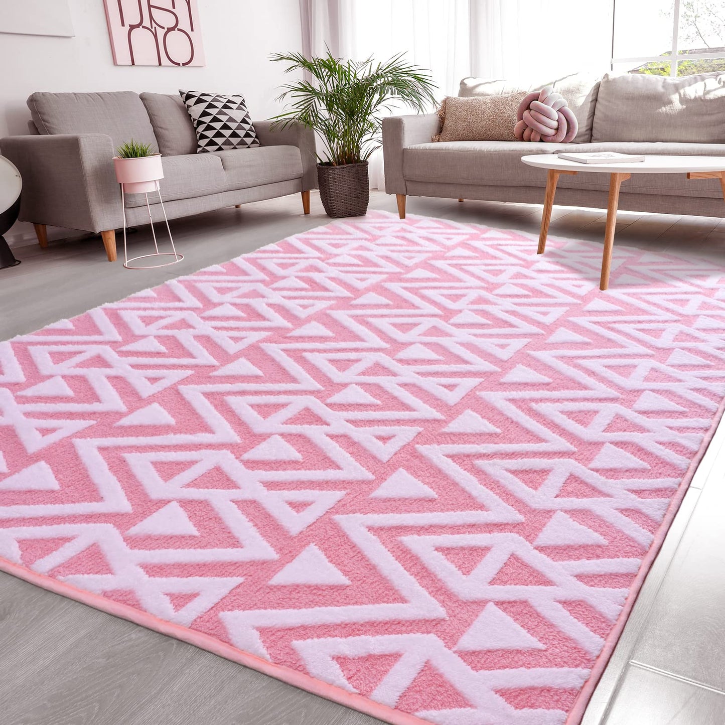 Ompaa Ultra Soft Geometric Bedroom Rugs Memory Foam Carpet, Black 7 x 10 Feet Large, Cozy Area Rugs for Living Room Couch Dorm Bedside Kids Girls Teens Room Nursery Decor Floor Mat