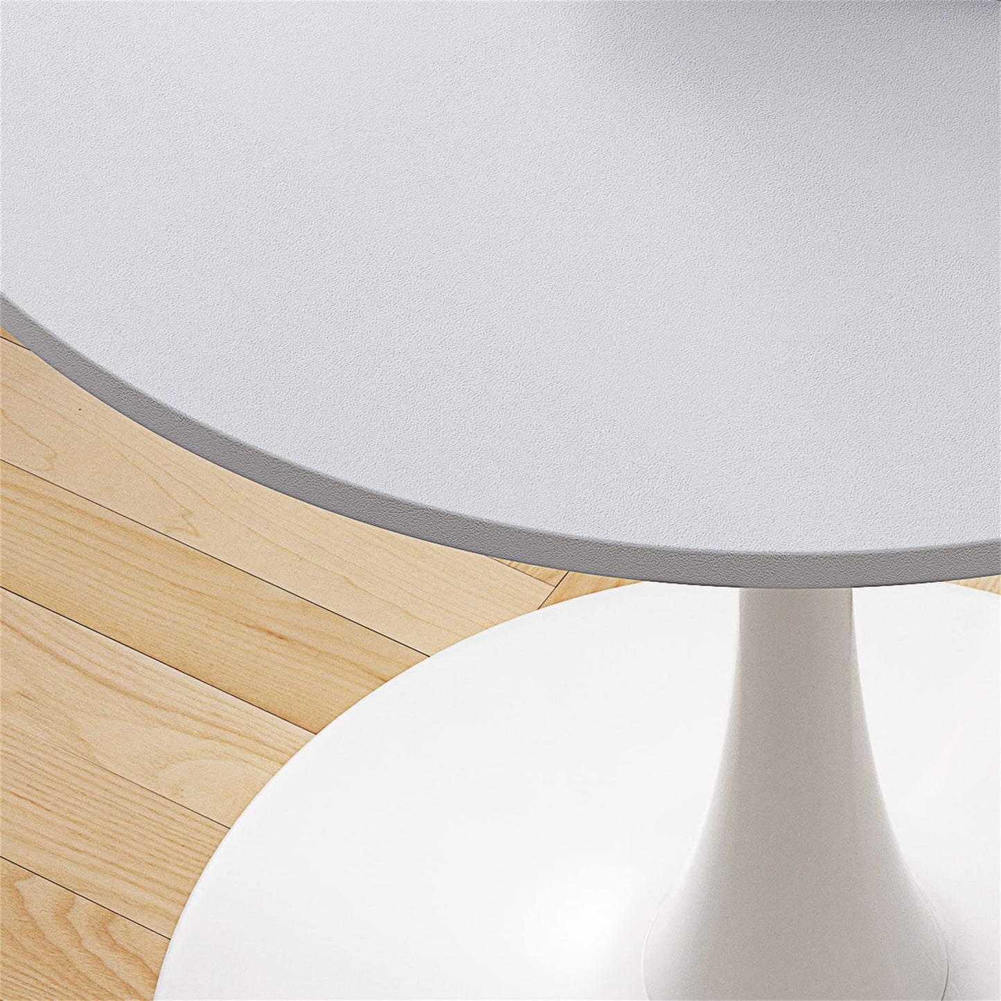 DKLGG 42" Modern Round Dining Table with MDF Top, Metal Base Pedestal Tulip Kitchen Table for 4-6 Person, Small Space Home, End Leisure Coffee Table, White