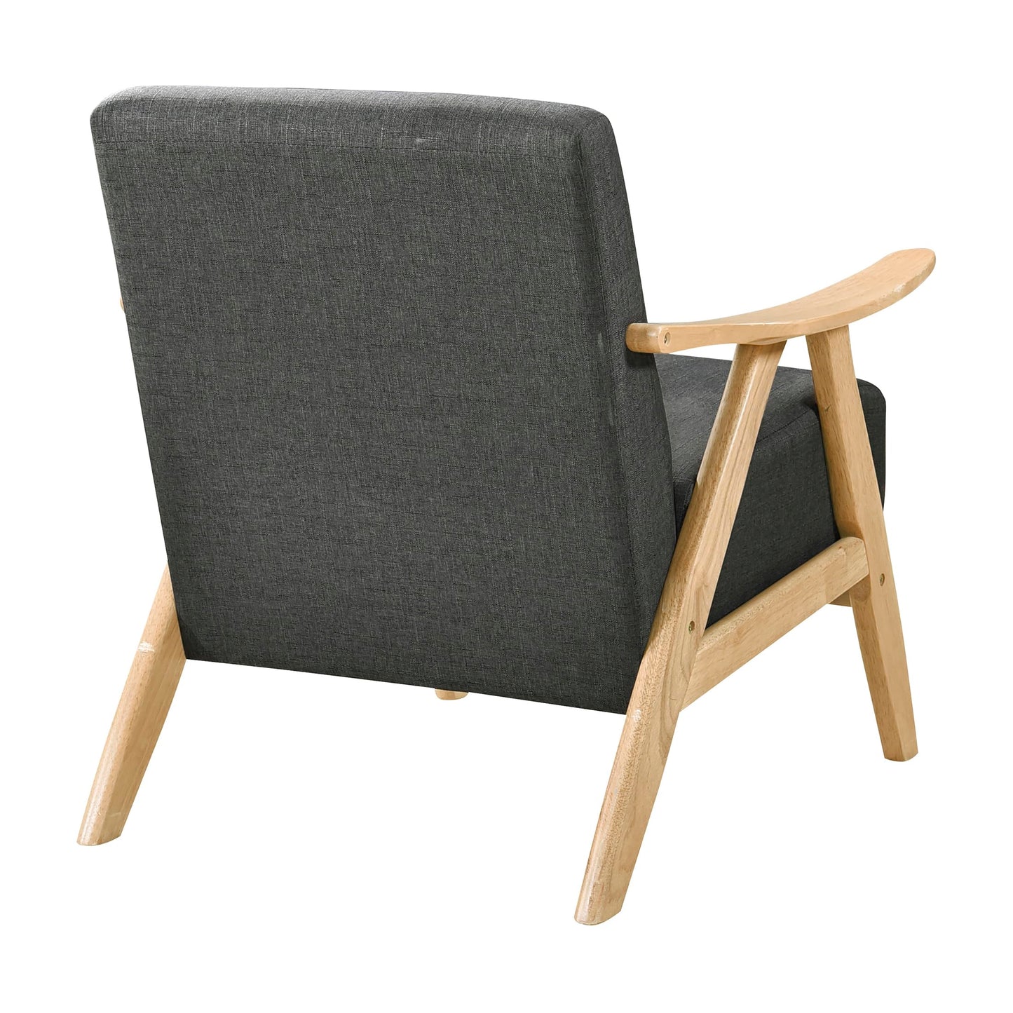 Lexicon Mid Century Modern Accent Chair with Solid Wood Frame in Walnut Finish, Upholstered Living Room Lounge Arm Chair, Thick and Comfy Innerspring Seat Cushion, Linen-Look Fabric, Gray
