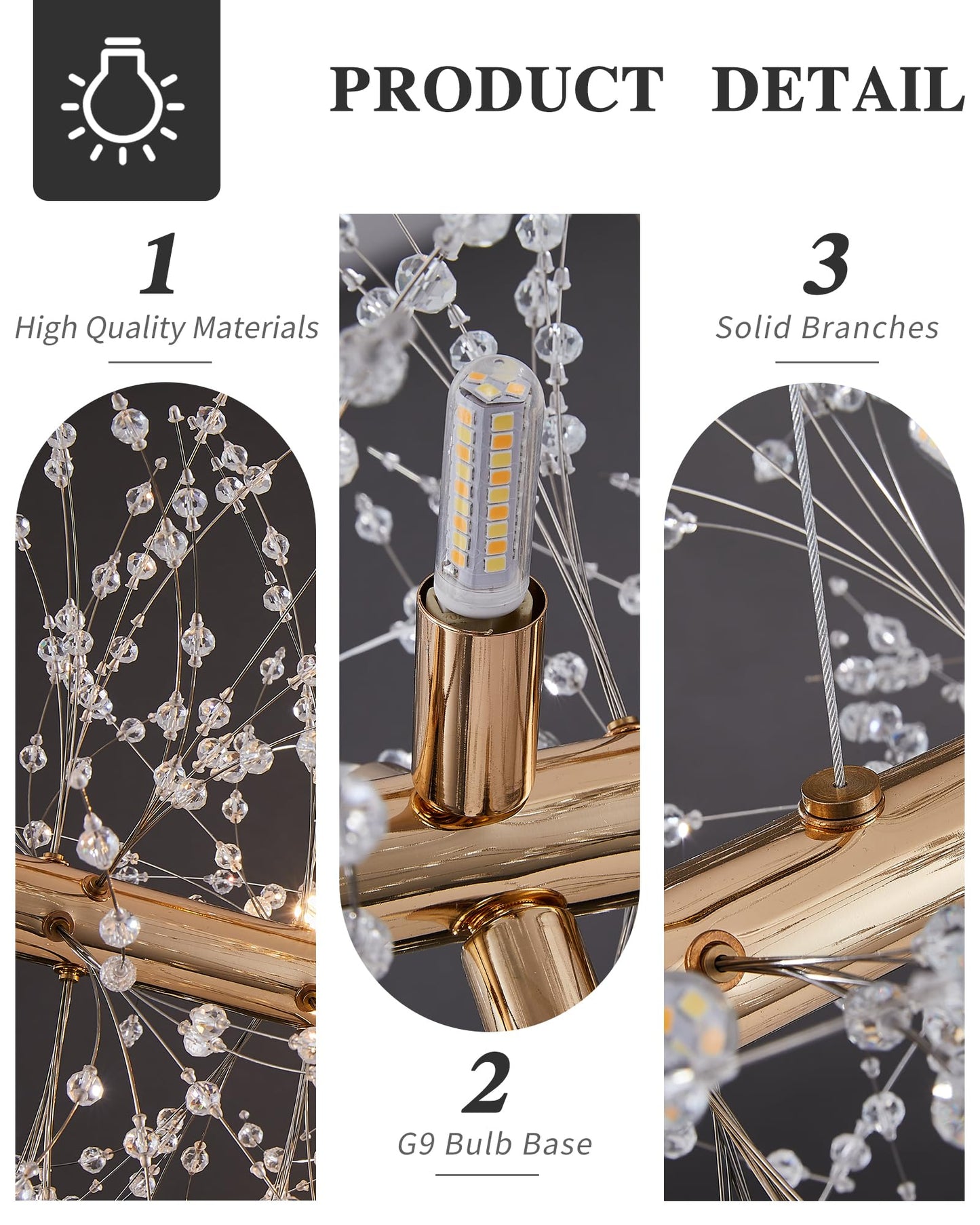Modern Tree Branch Crystal Chandelier Luxury Silver Crystal Pendant Lighting 18" Contemporary 6-Light Chandeliers for Dining Room Kitchen Bedroom Living Room