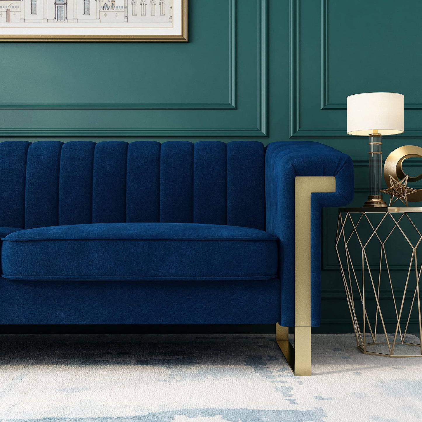83'' Velvet Couches for Living Room 3-Seater Comfy Sofas Upholstered Modern Couch for Small Spaces Apartment (Cracker Khaki)